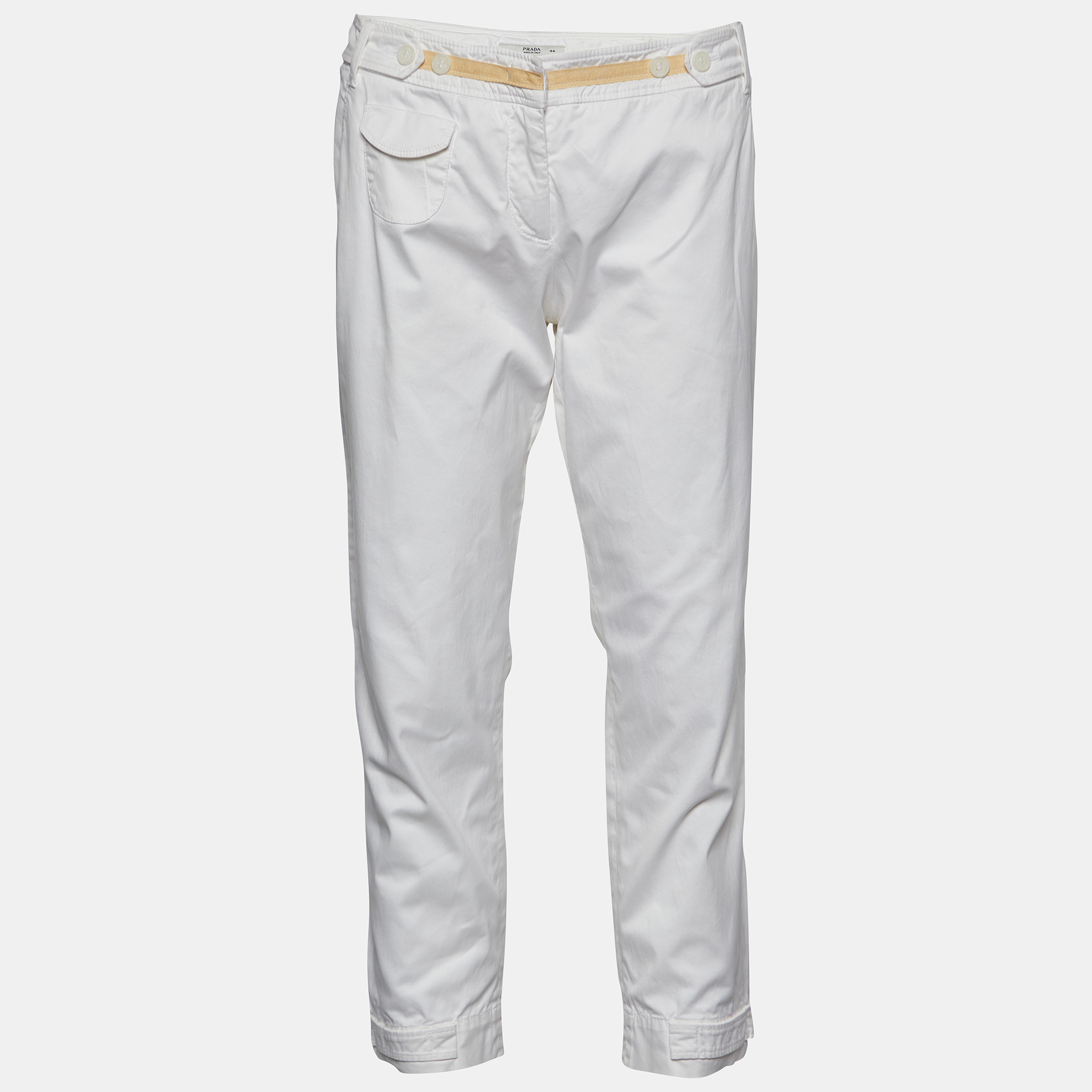 Prada White Cotton Capri Pants M