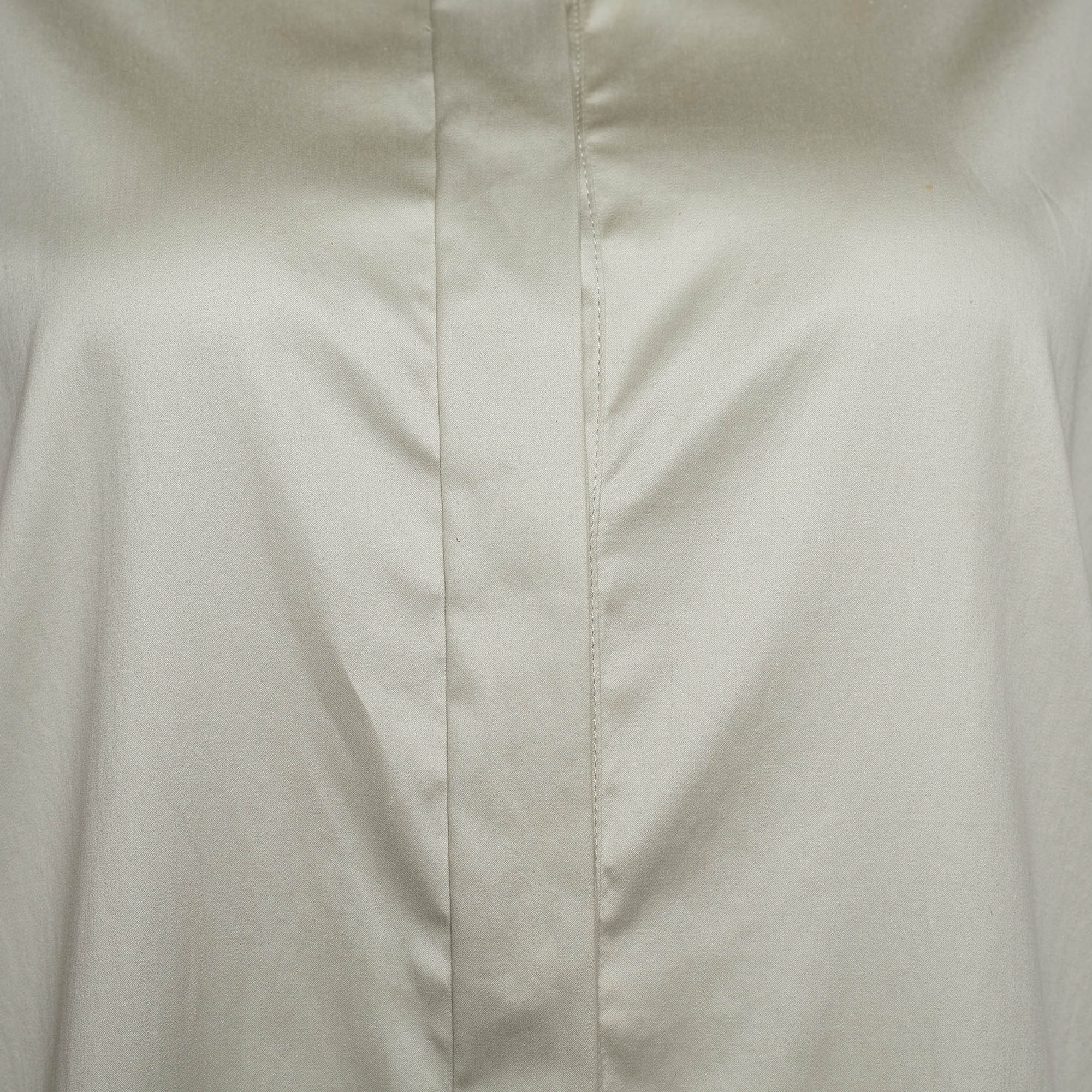 Prada Beige Cotton Gathered Hem Mini Shirt Dress L