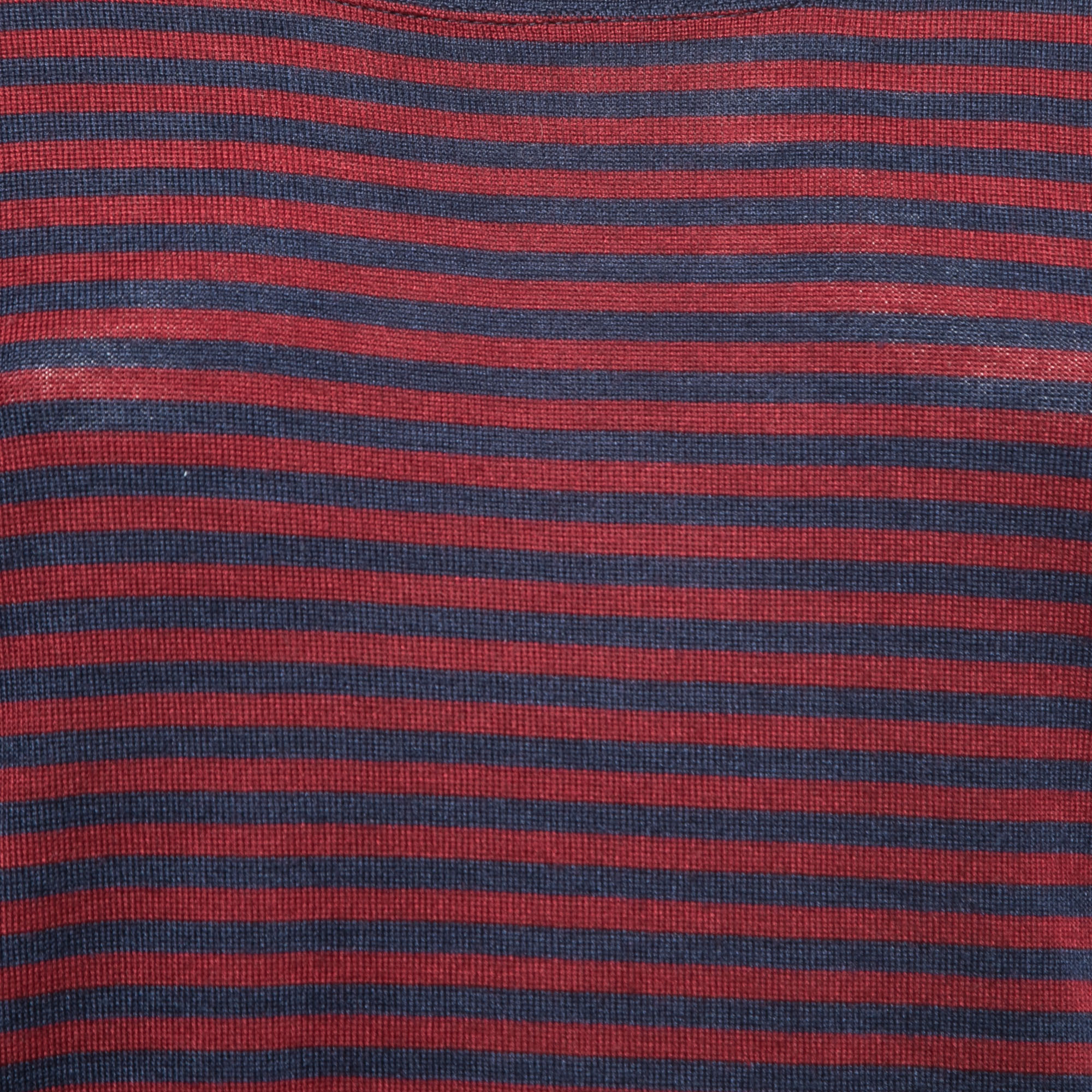 Prada Red/Blue Knit Long Sleeve Top XS