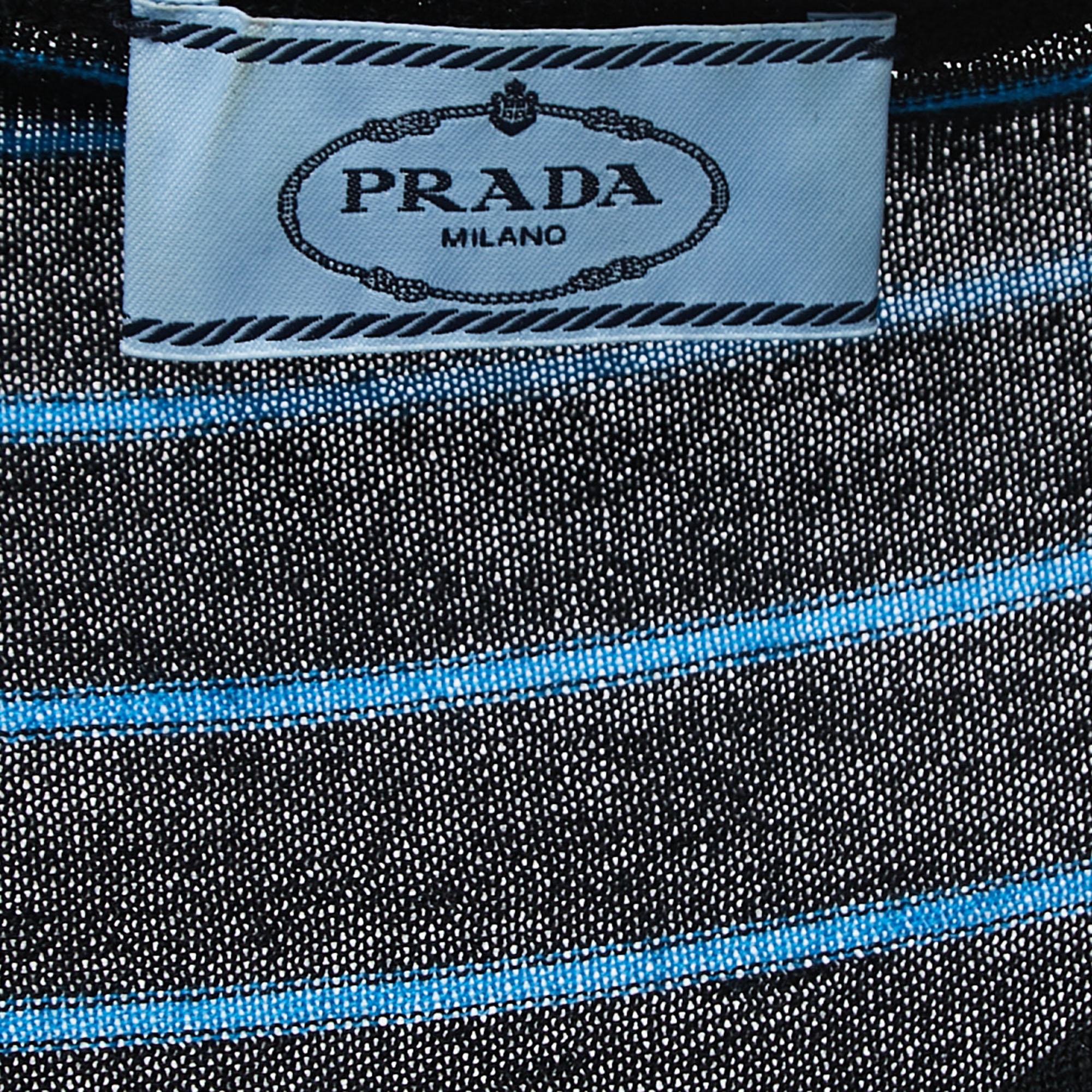 Prada Black Striped Knit T-Shirt M