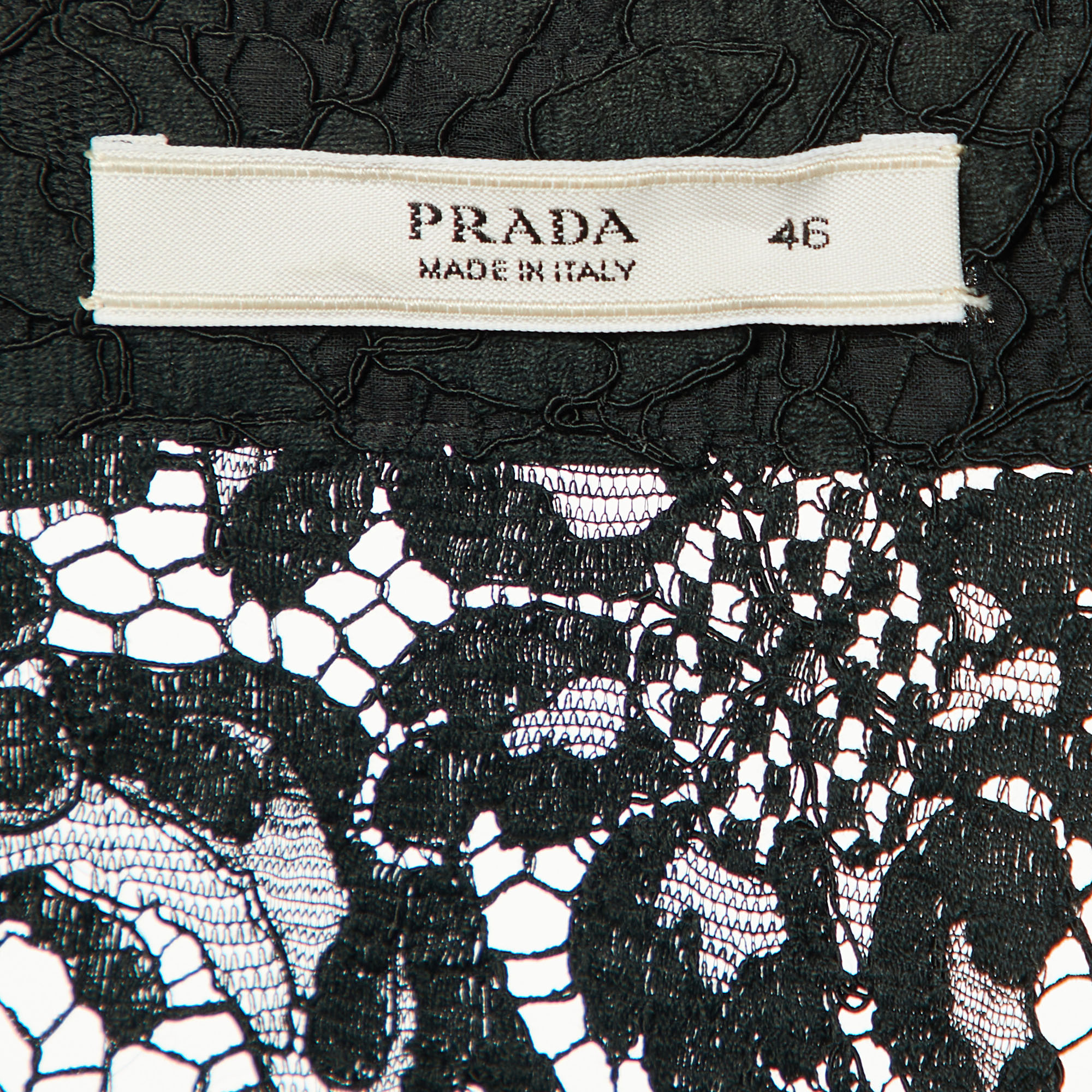 Prada Black Floral Lace Button Front Full Sleeve Shirt L