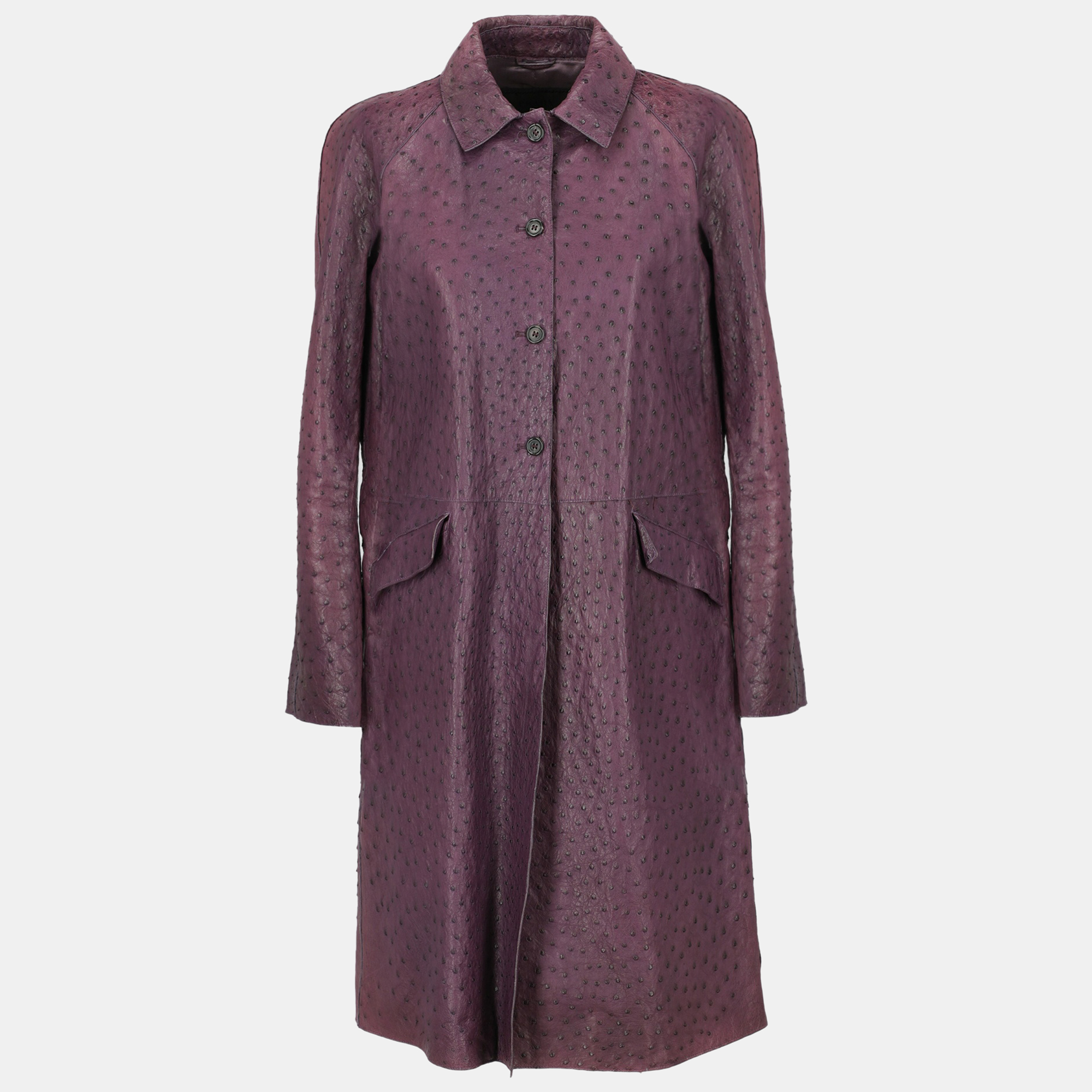 Prada  Women's Leather Single Breasted Coat - Purple - M