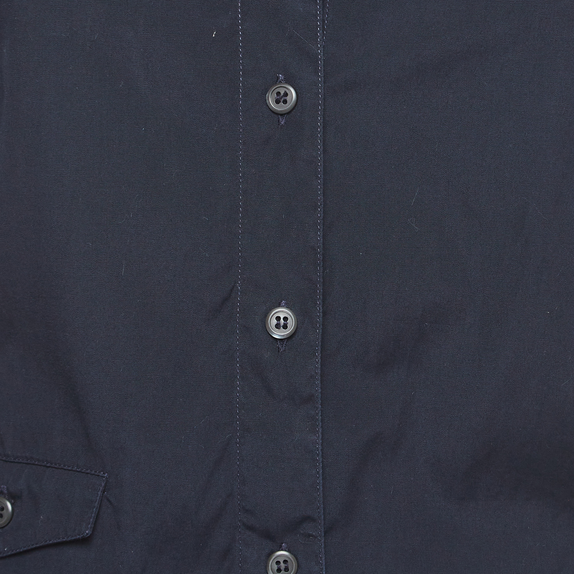 Prada Navy Blue Cotton Button Front Shirt S