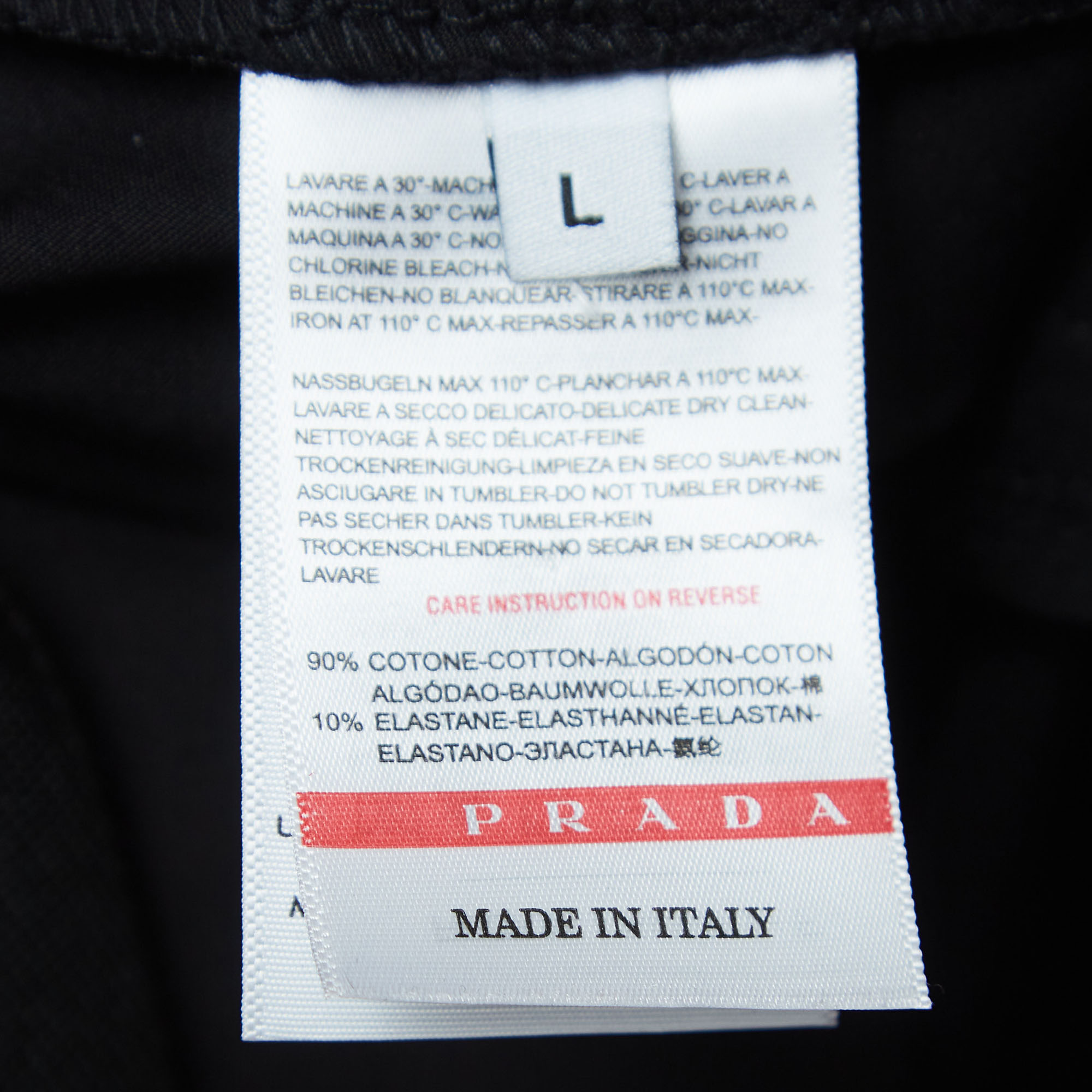Prada Black Stretch Cotton Logo Detailed Overall Mini Dress L