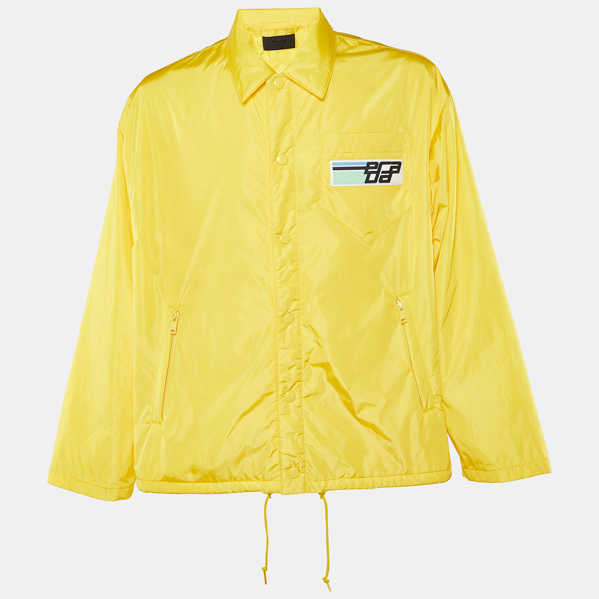 Prada yellow nylon padded button front jacket xl