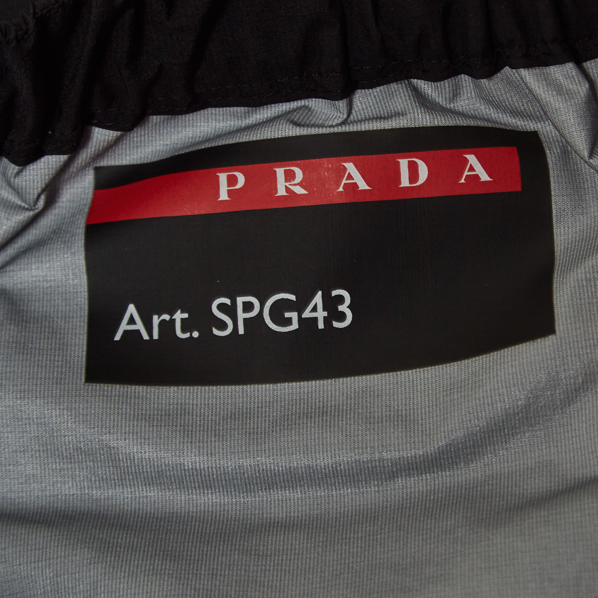 Prada Black Logo Print Nylon Active Pants XL