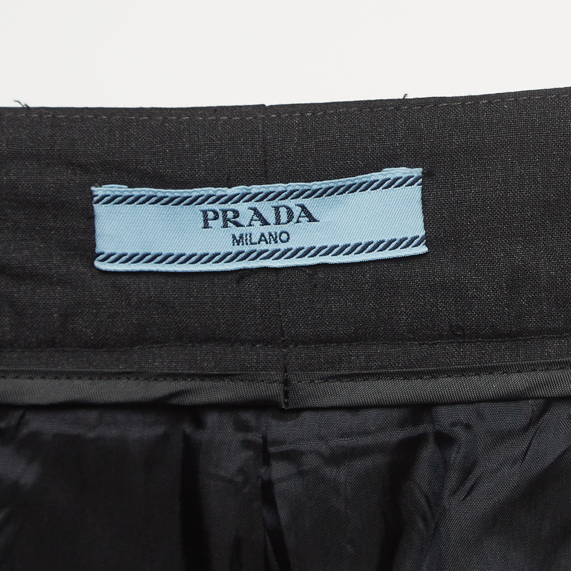 Prada Grey Wool Slit Detail Pencil Skirt S
