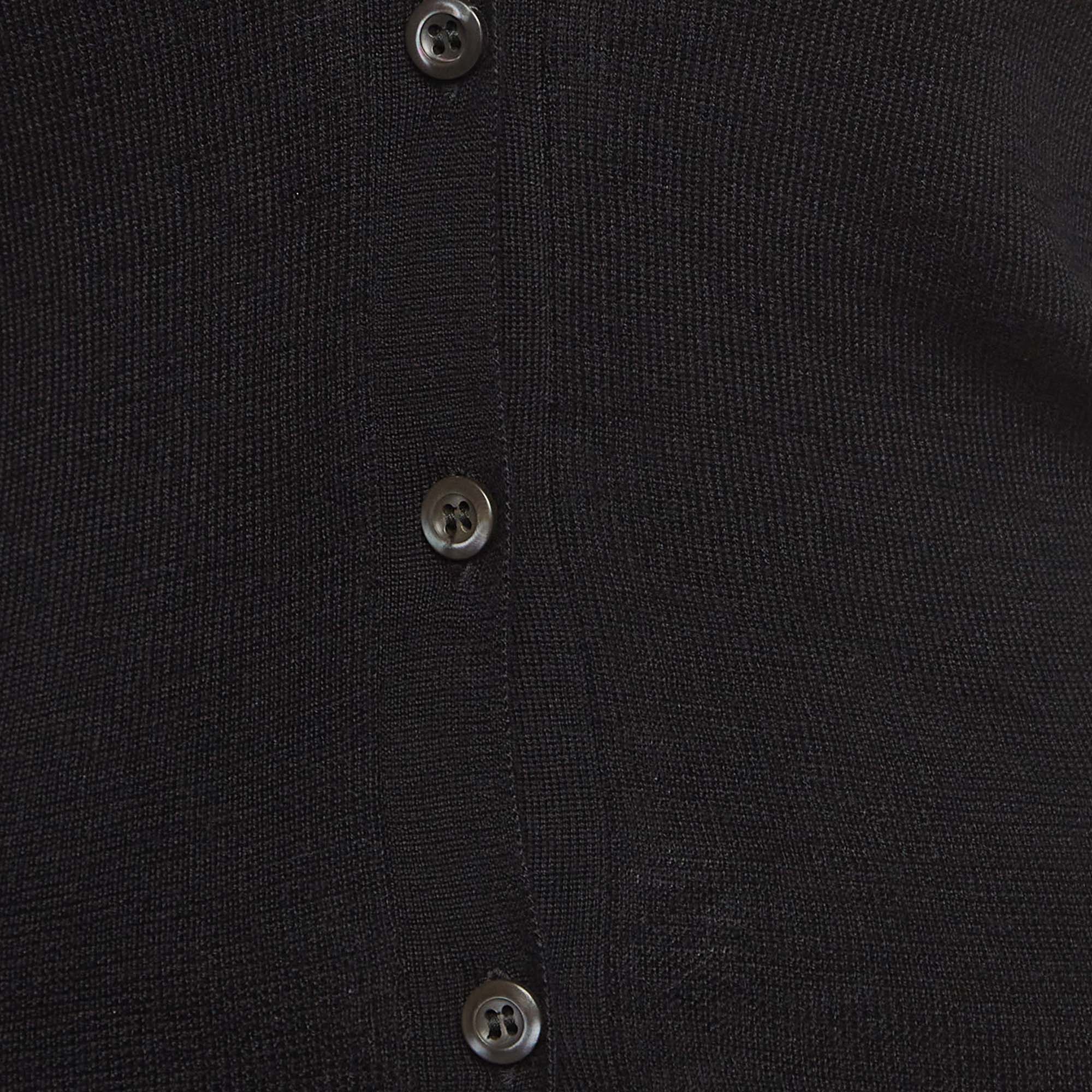Prada Black Cashmere And Silk Buttoned Cardigan S