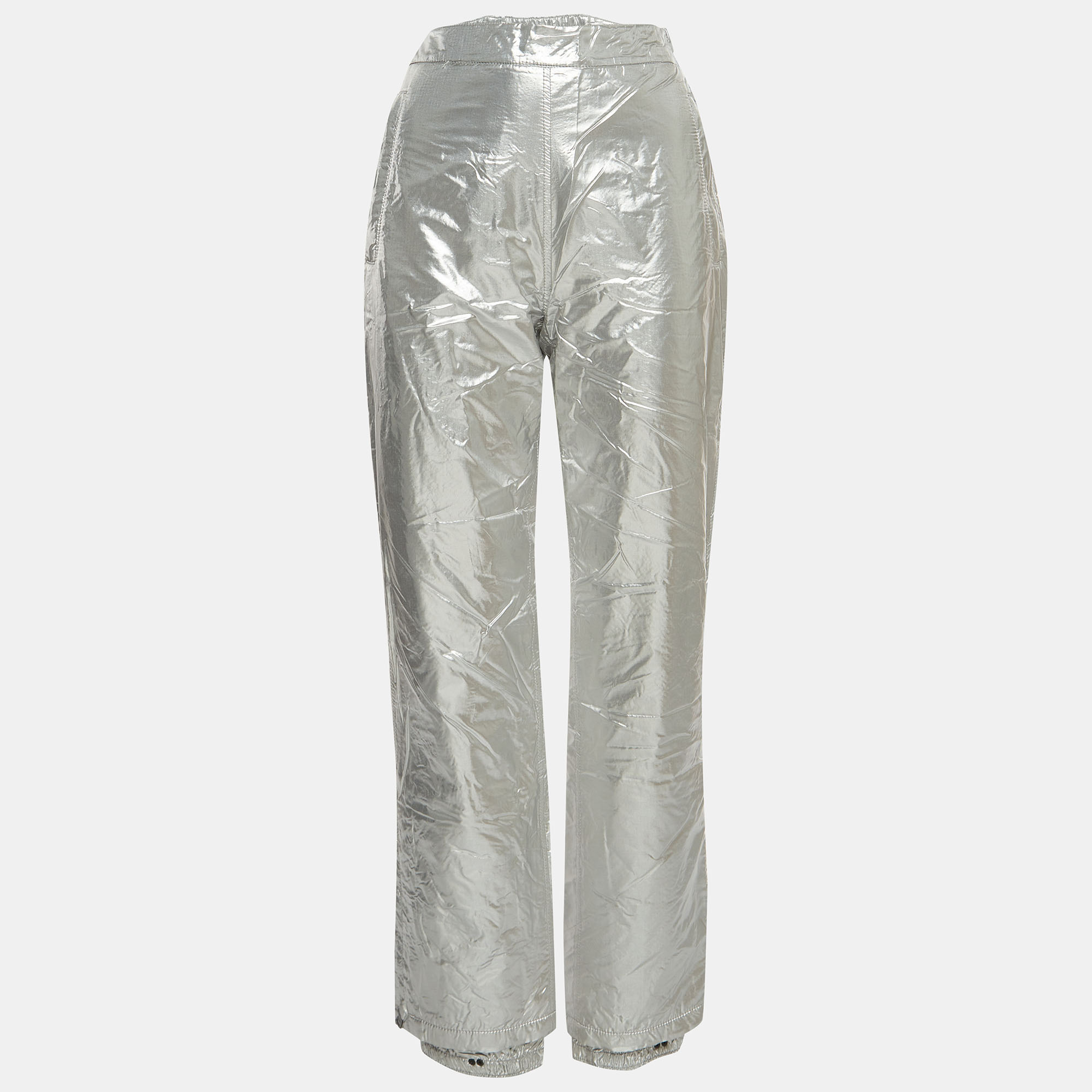 Prada Silver Synthetic Ripstop Straight-Leg Ski Pants M