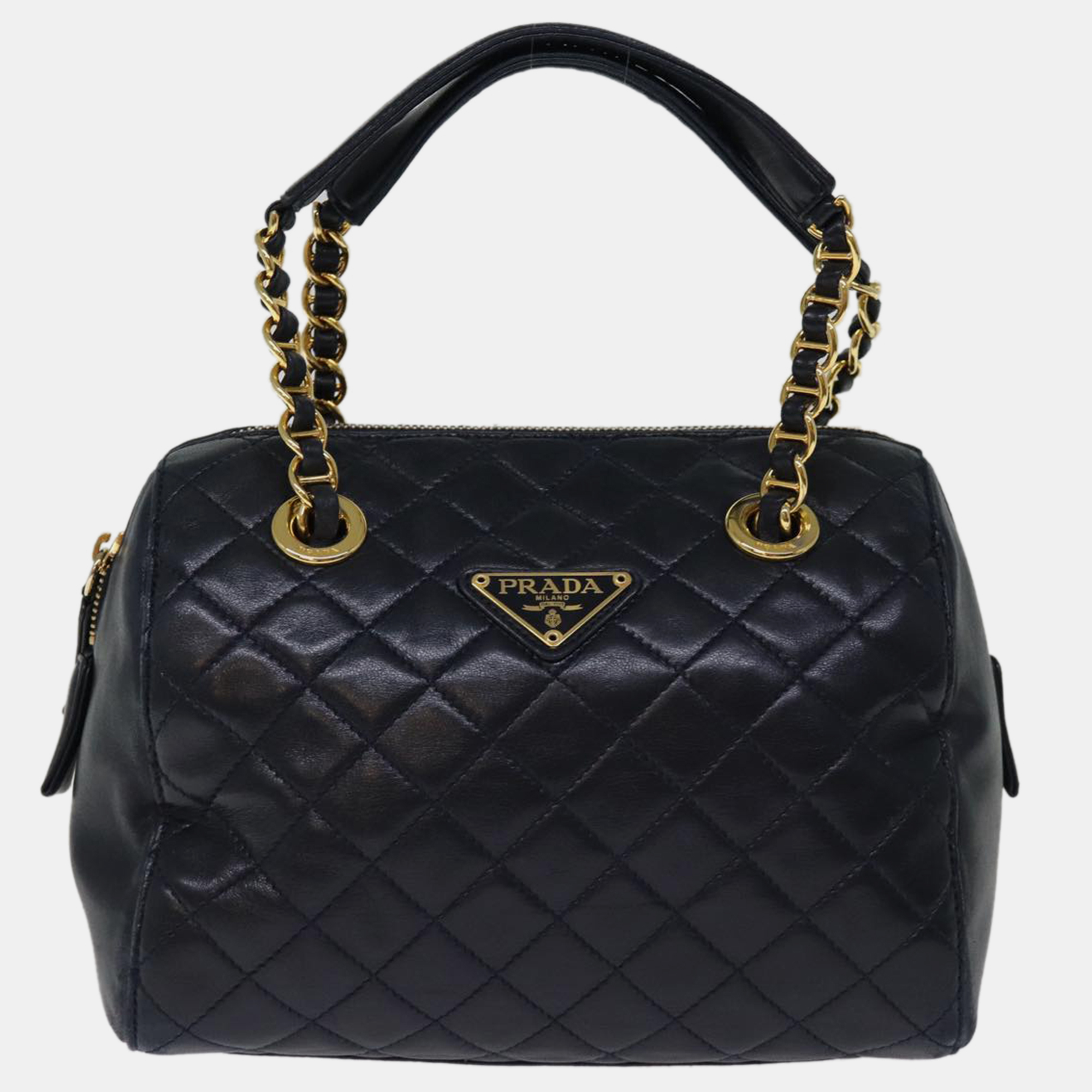 Prada navy leather handbag