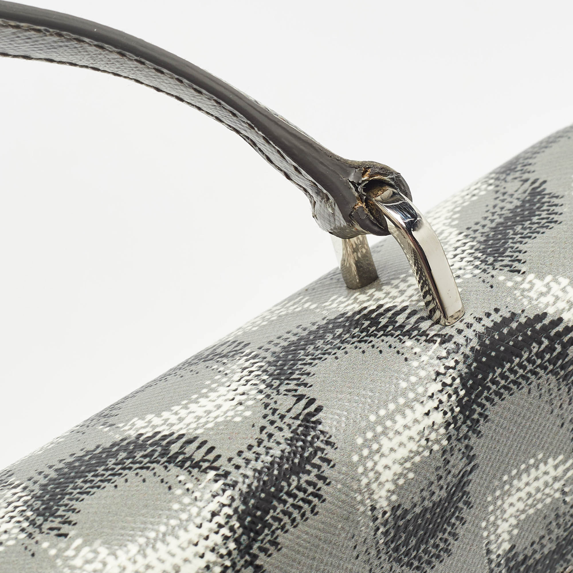 Prada Grey Molecule Print Leather Flap Top Handle Bag