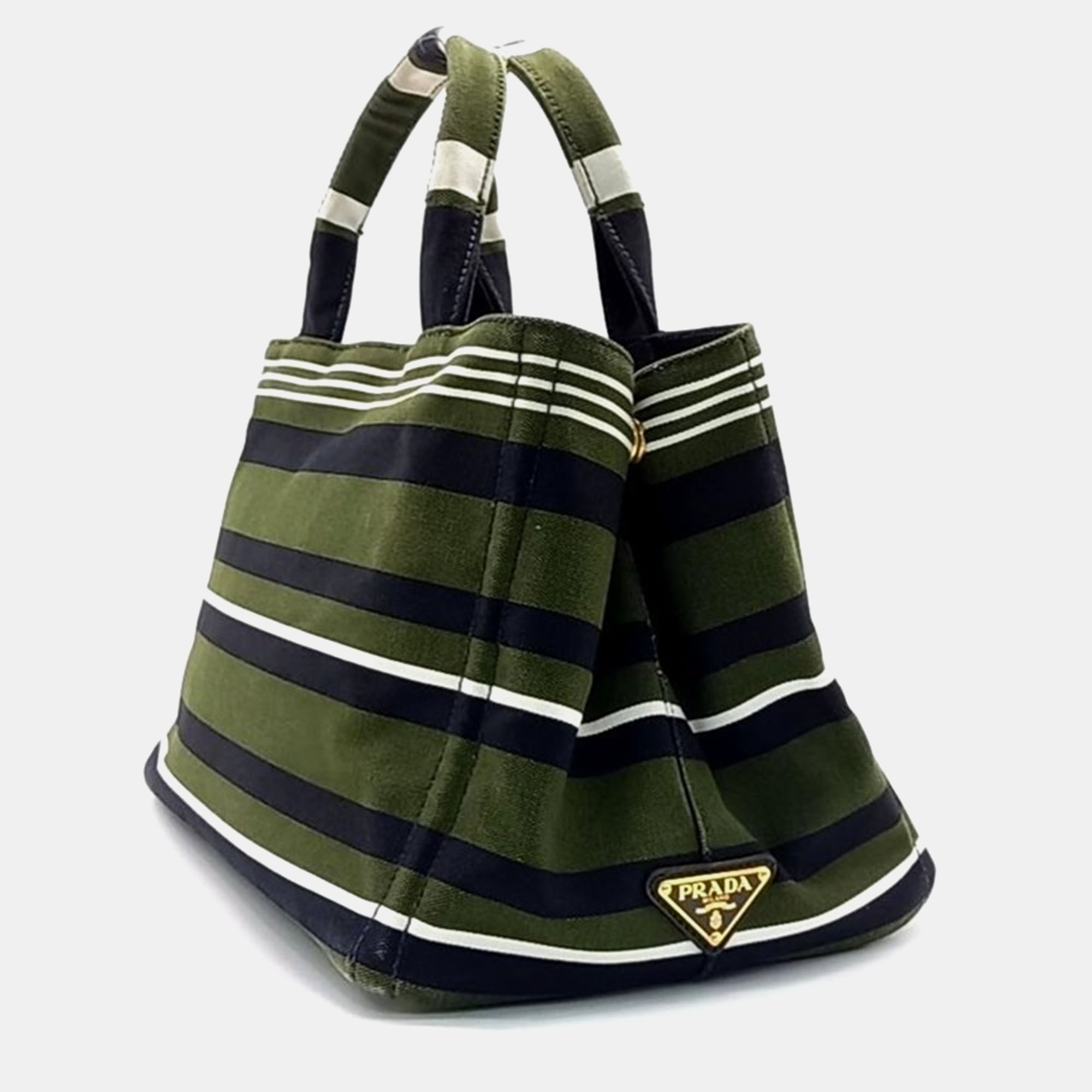 Prada Green Canvas Canapa Tote Bag