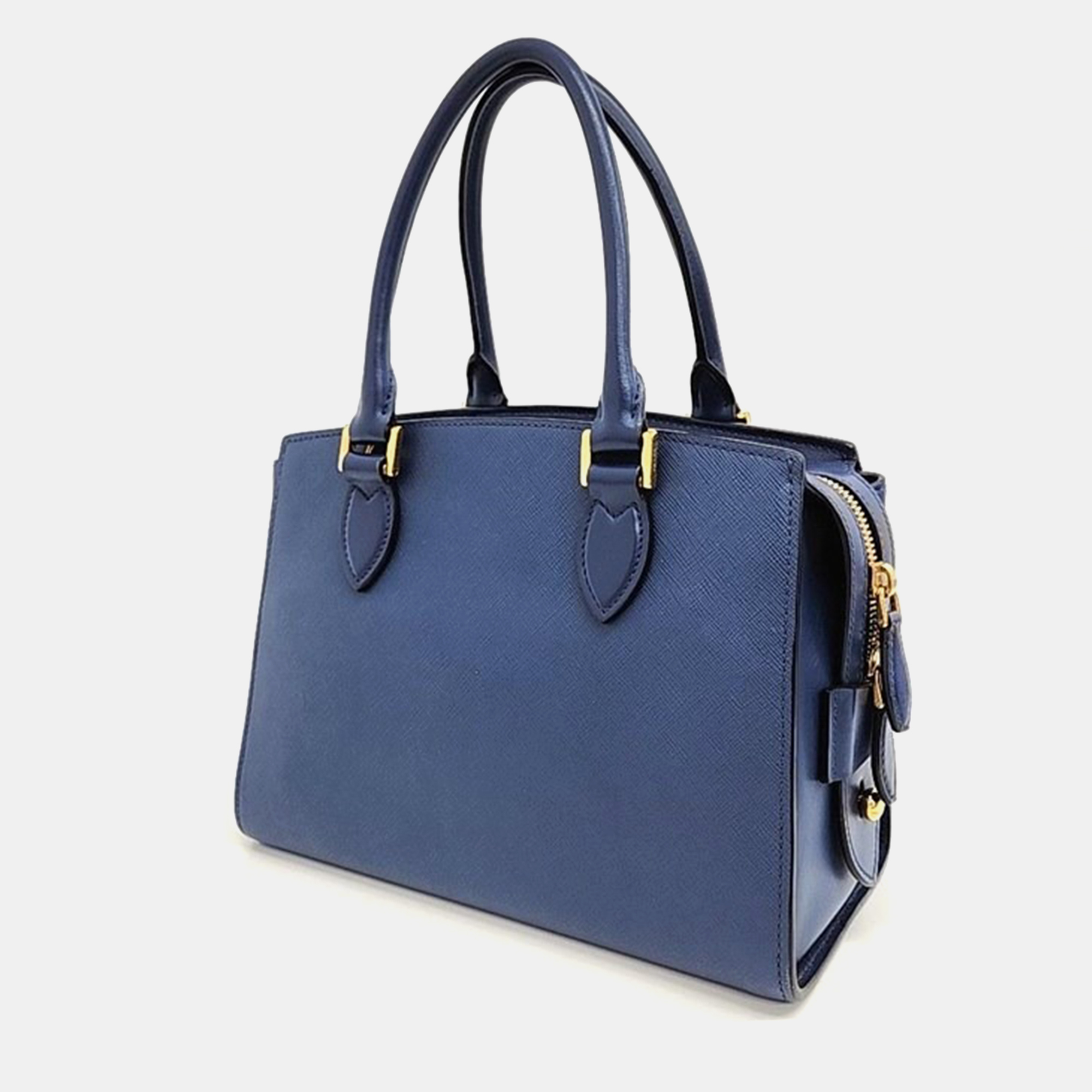 Prada Blue Leather Saffiano Shoulder Bag