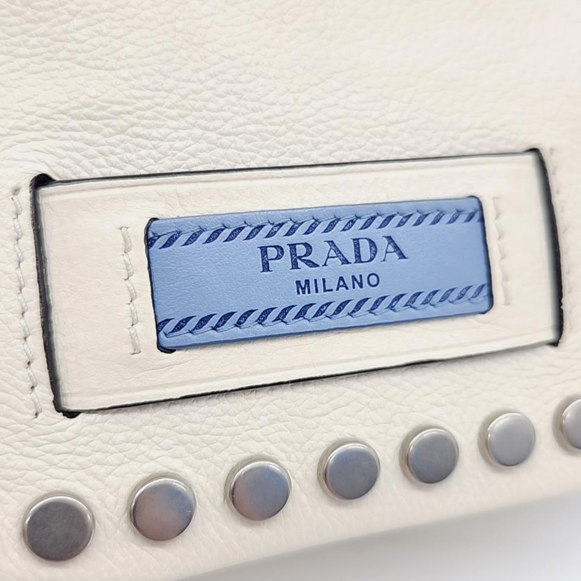 Prada White Leather Glace Calf Flap Bag