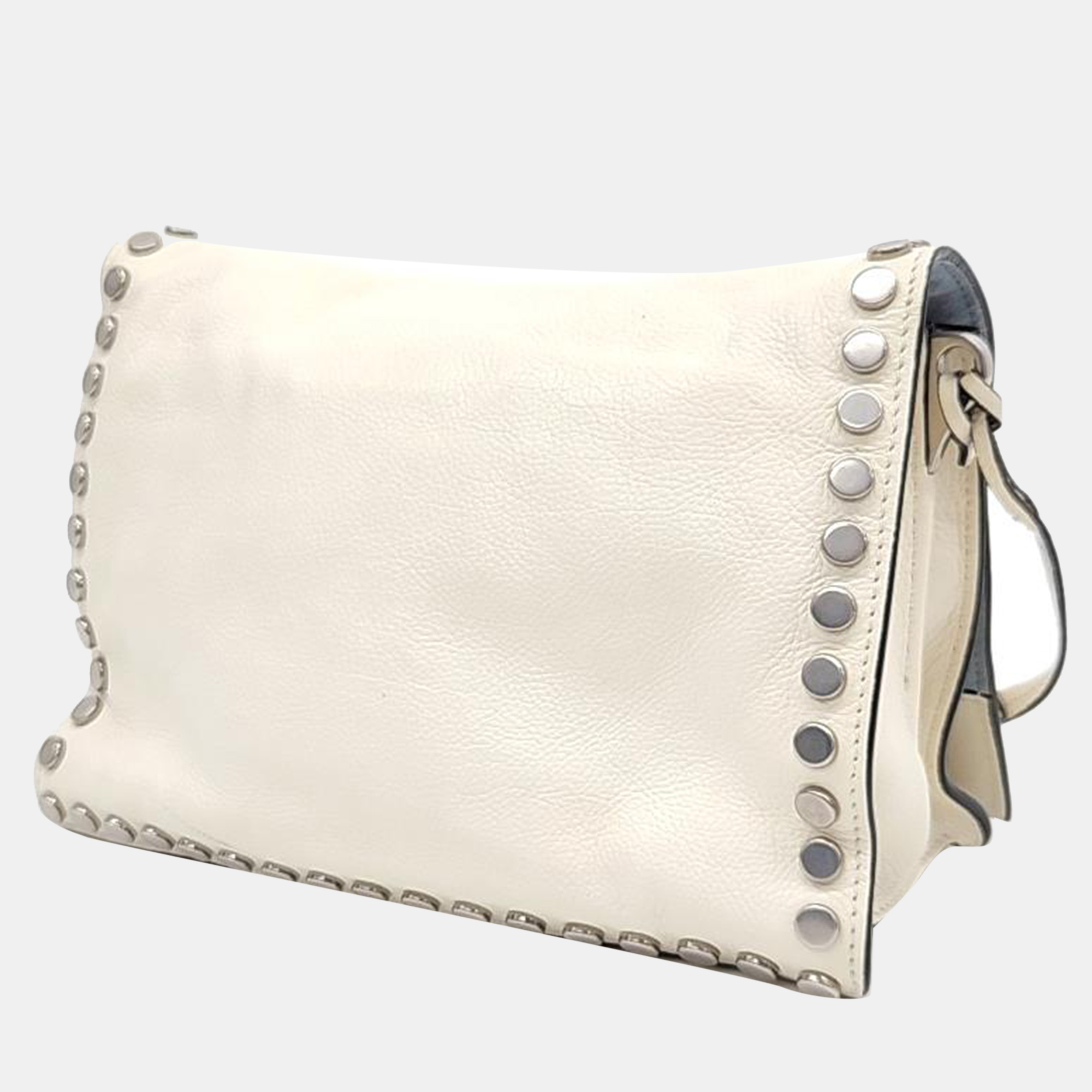 Prada White Leather Glace Calf Flap Bag