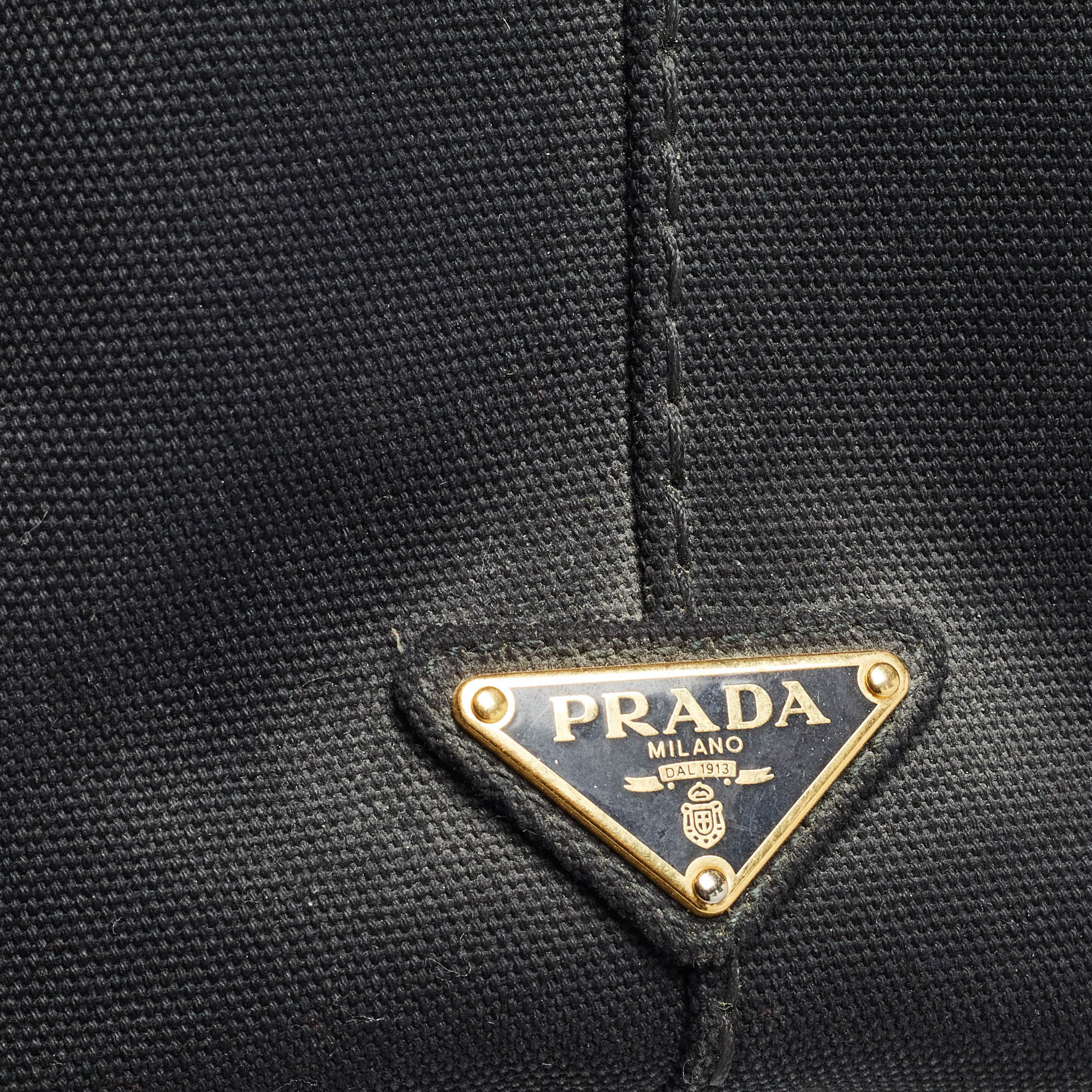 Prada Black/White Canvas Small Canapa Logo Tote