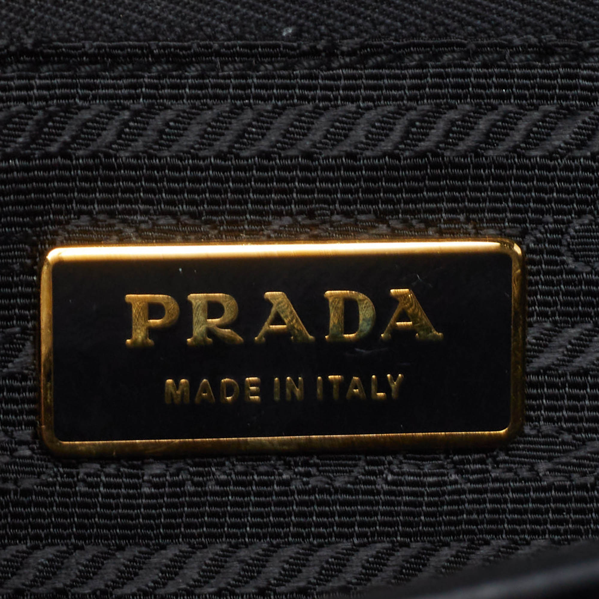 Prada Off White/Black Mink Fur And Saffiano Leather Flap Bag