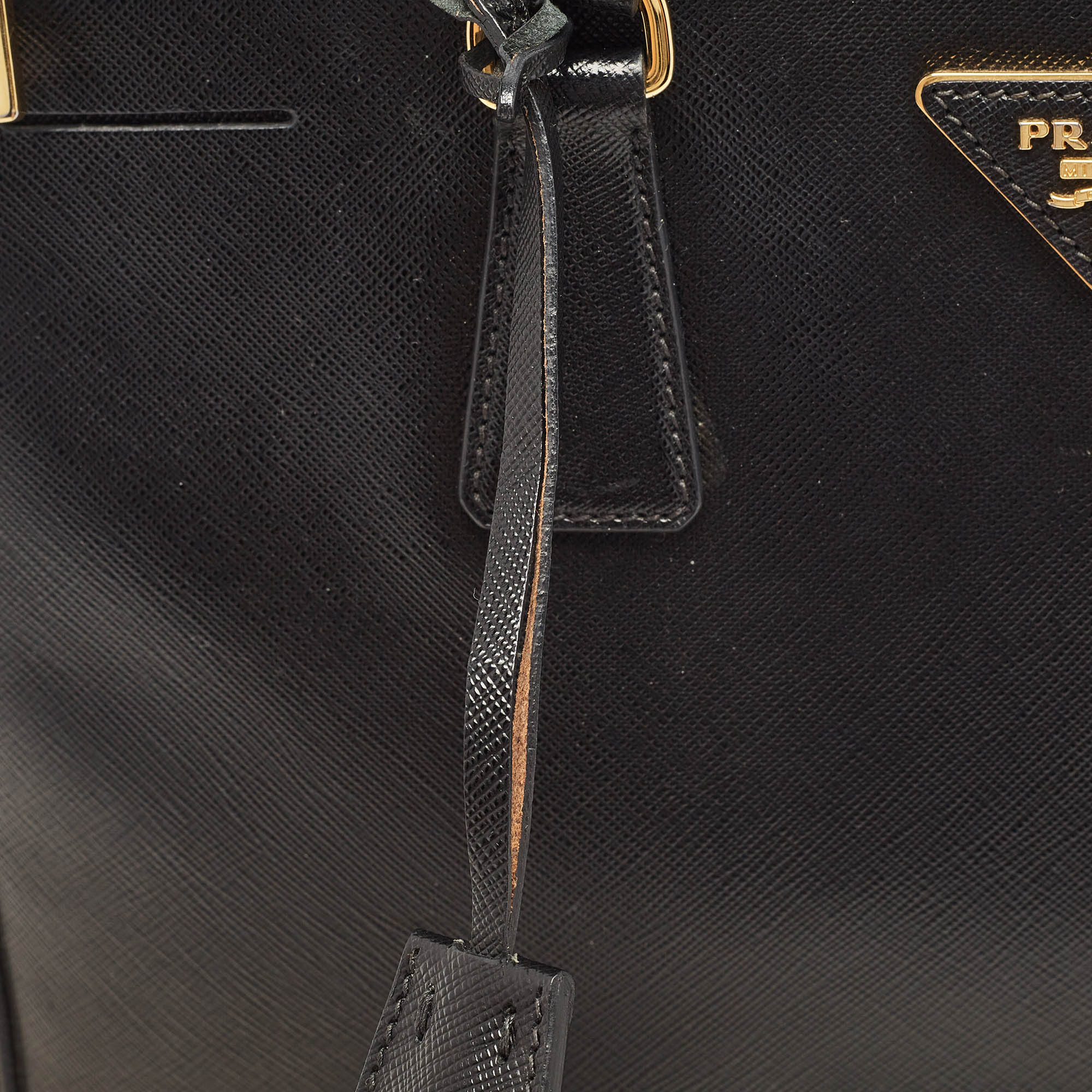 Prada Black Saffiano Leather Medium Double Zip Tote