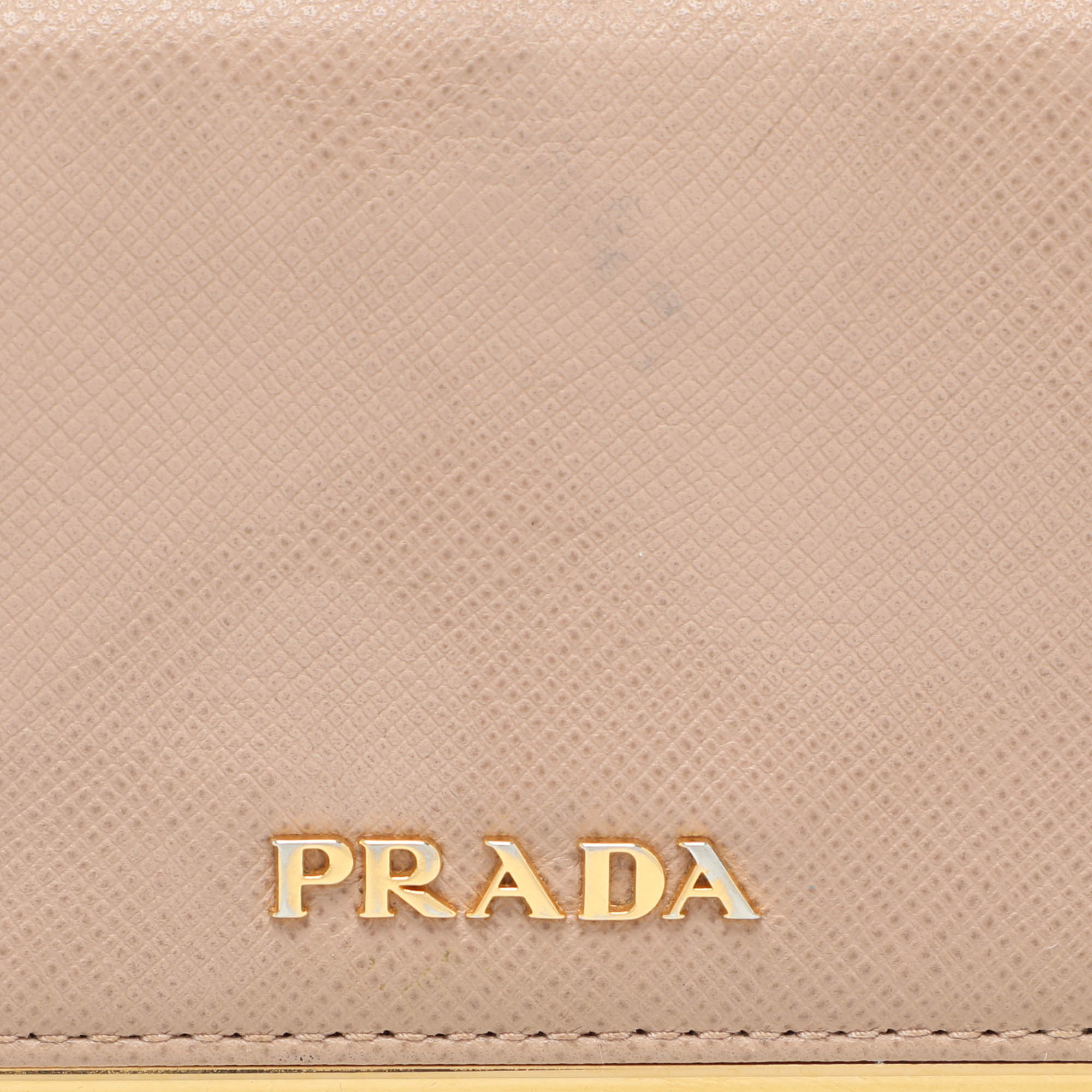 Prada Beige Leather Logo Coin Purse