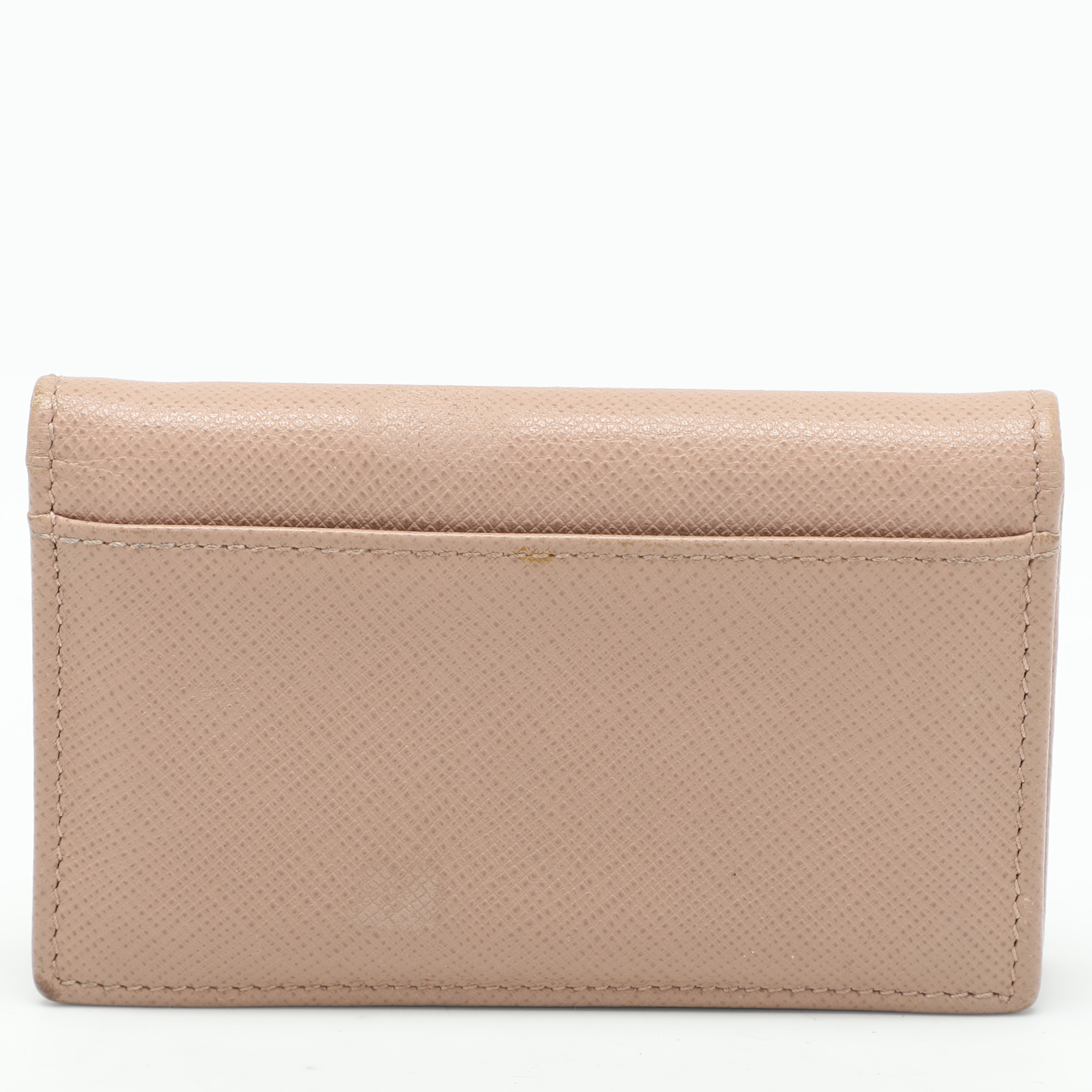 Prada Beige Leather Logo Coin Purse