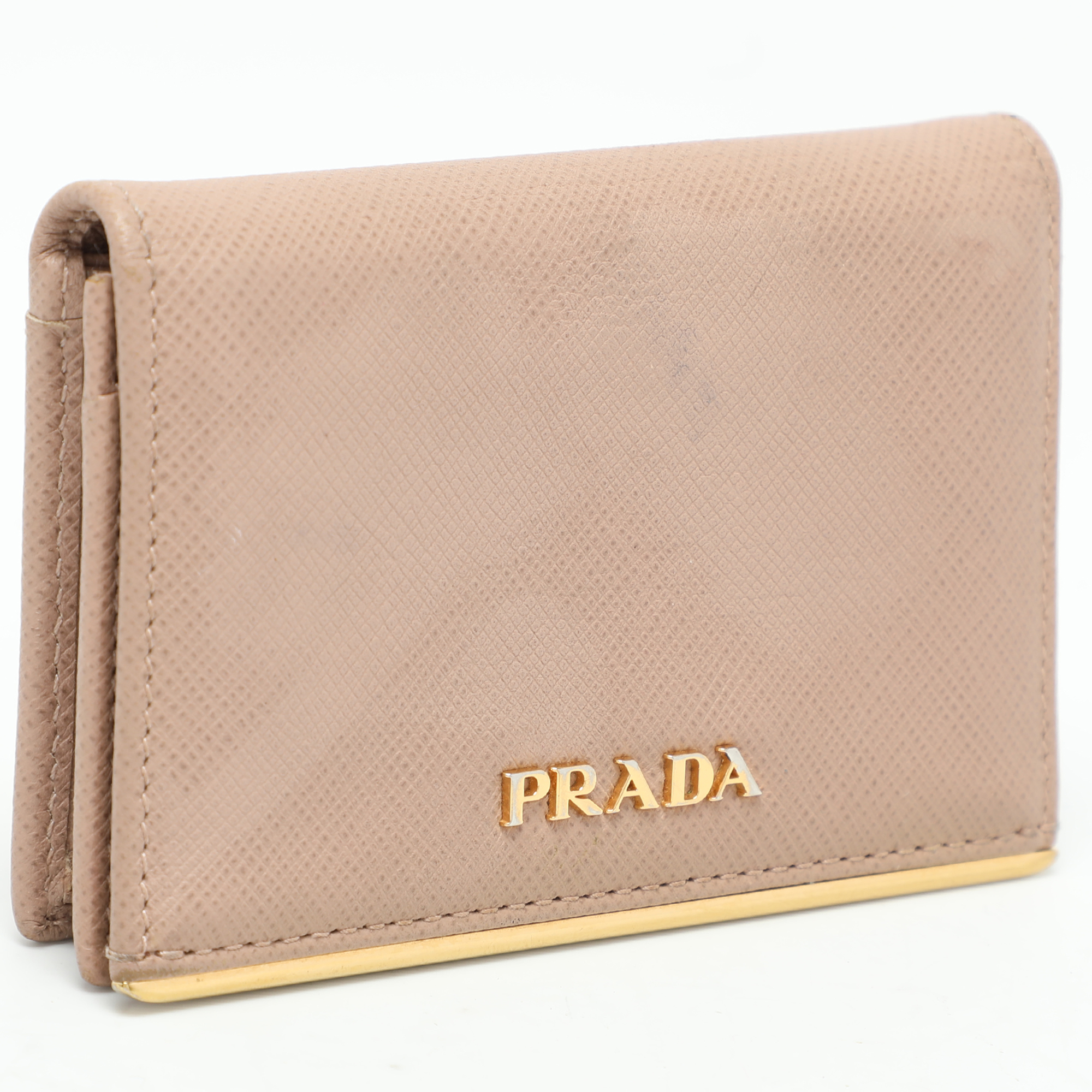 Prada Beige Leather Logo Coin Purse