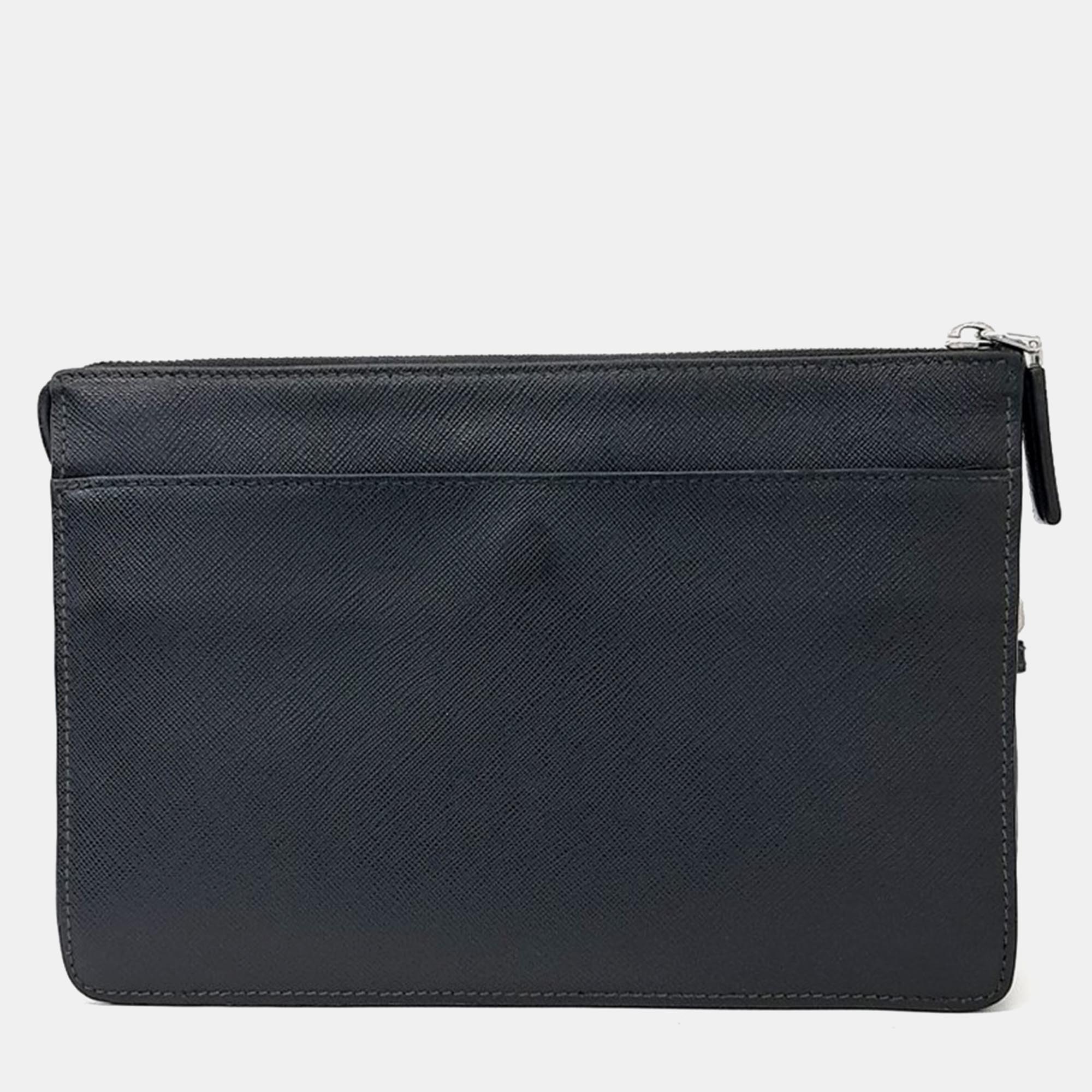 Prada Saffiano Treble Clutch