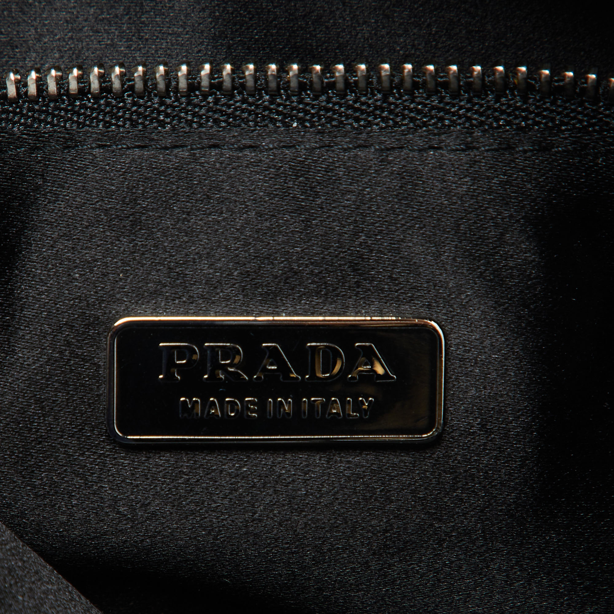 Prada Black Nappa Leather Gaufré Floral Tote