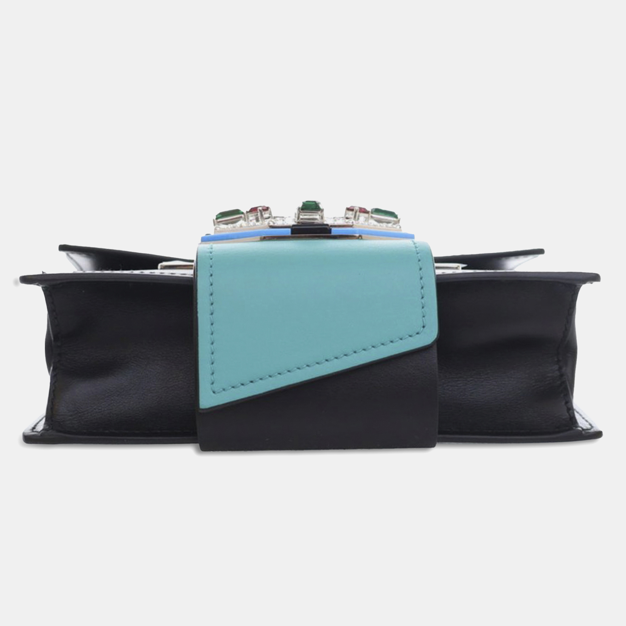 Prada Black  Crystal Embellished City Calf Ribbon Bag