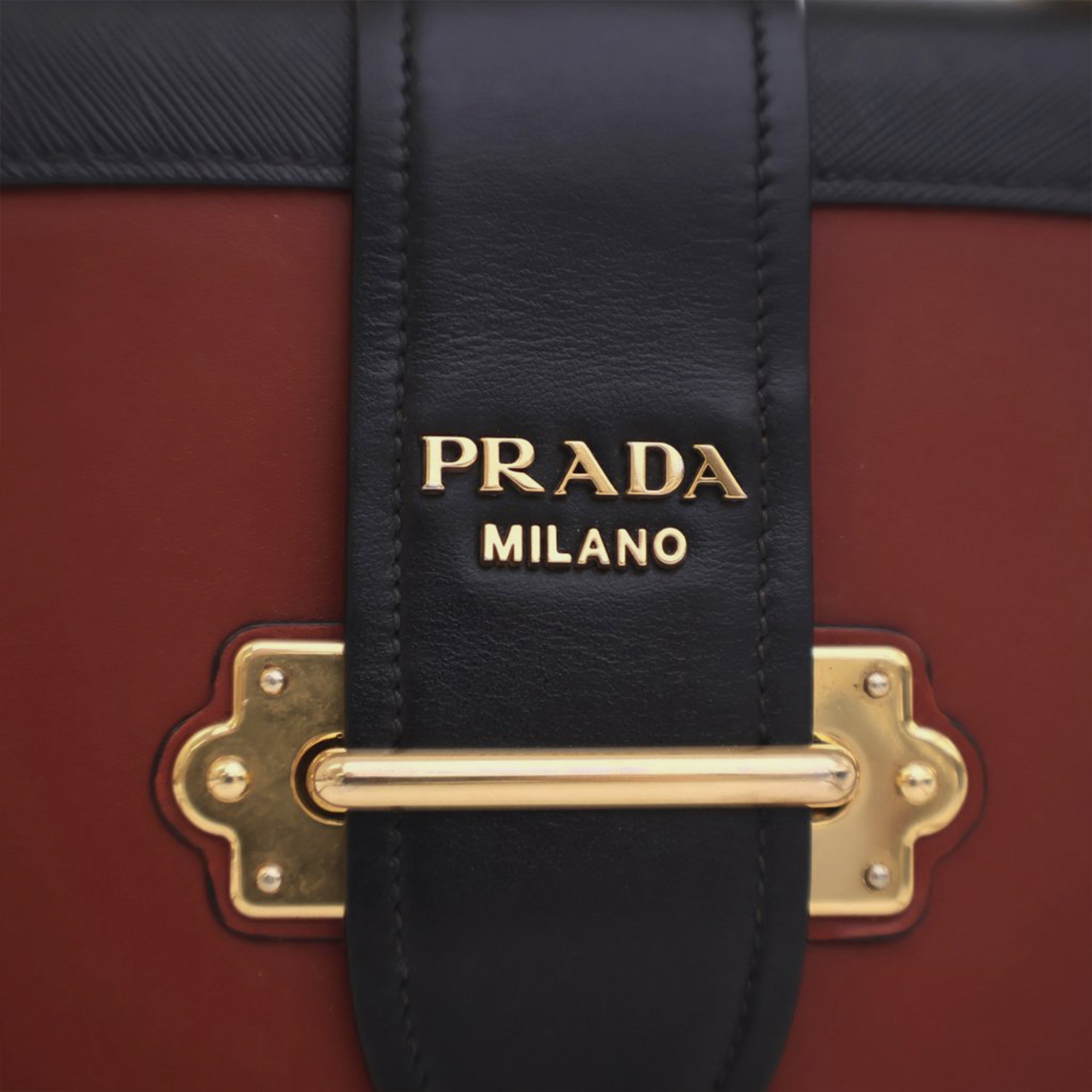 Prada Red/Black City Calf And Saffiano Cahier Crossbody Bag