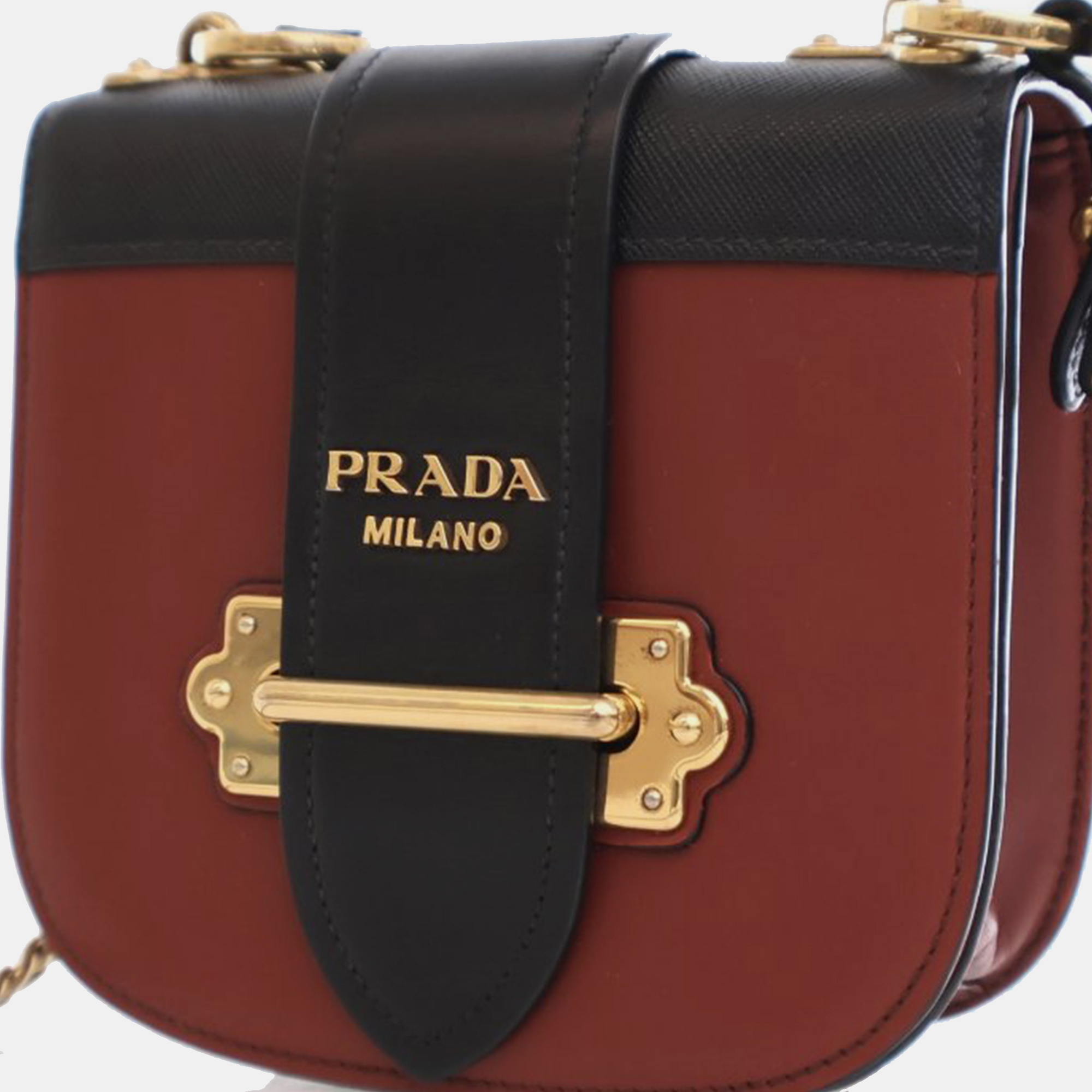 Prada Red/Black City Calf And Saffiano Cahier Crossbody Bag