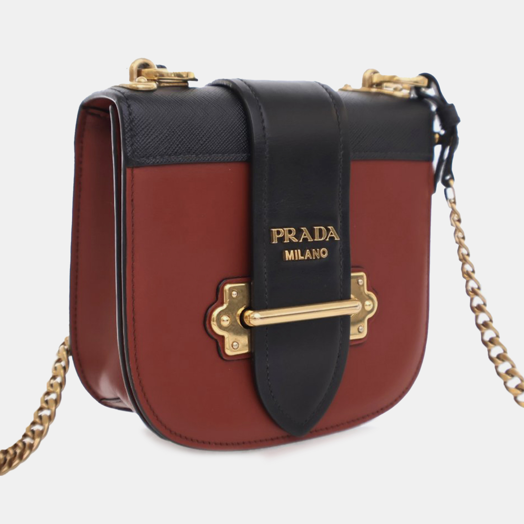 Prada Red/Black City Calf And Saffiano Cahier Crossbody Bag