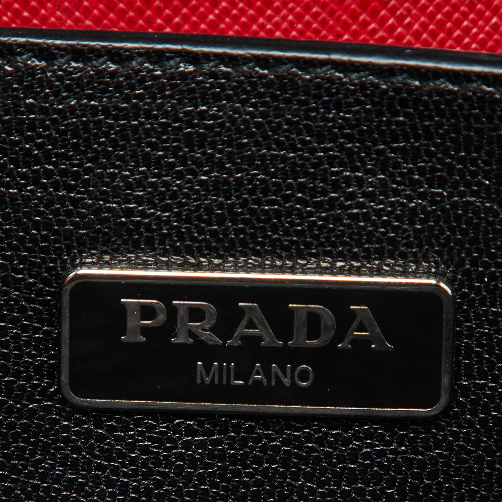 Prada Red Saffiano Lux Leather Mini Sound Flap Crossbody Bag