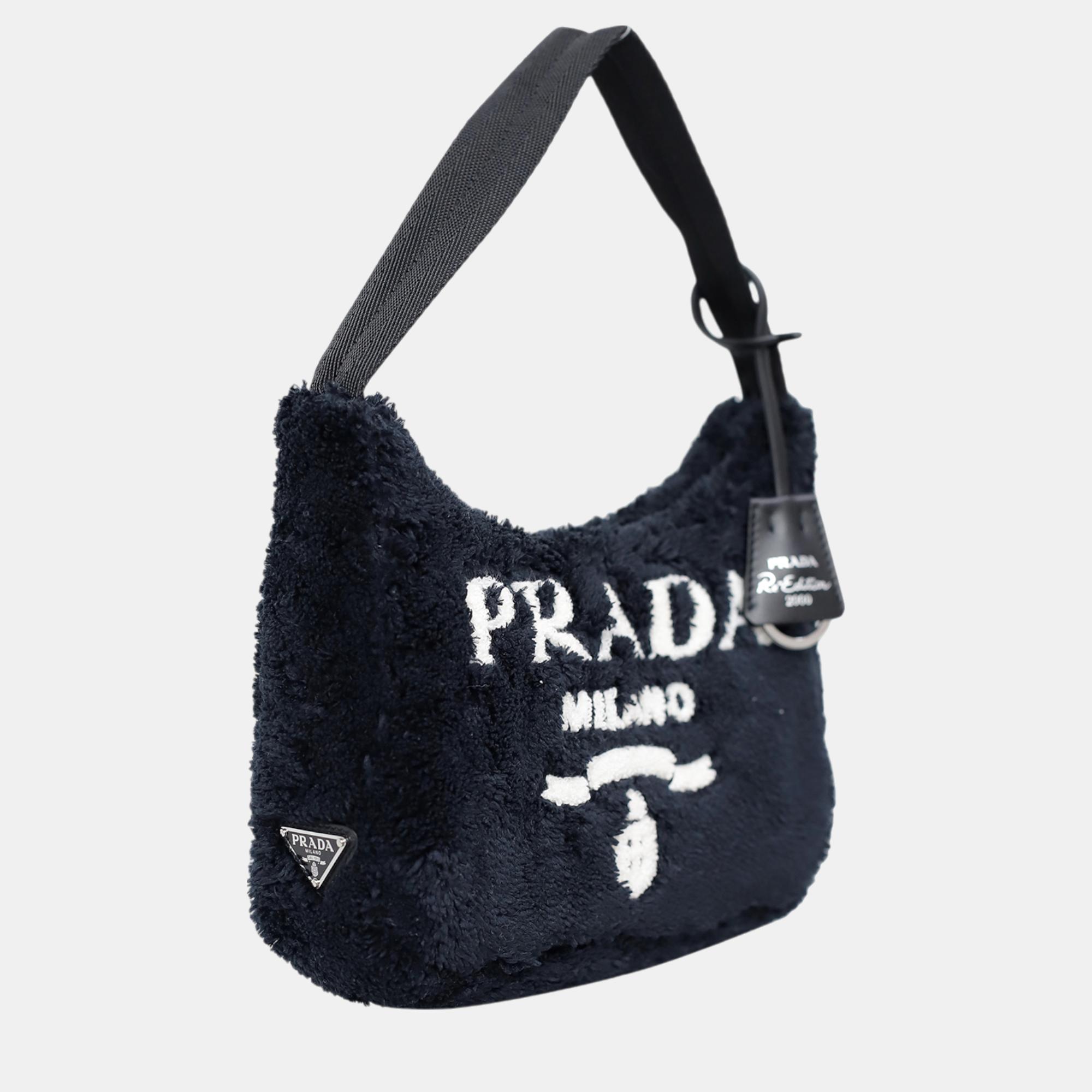 Prada Black Fabric Re- Edition 2000 Terry Bag