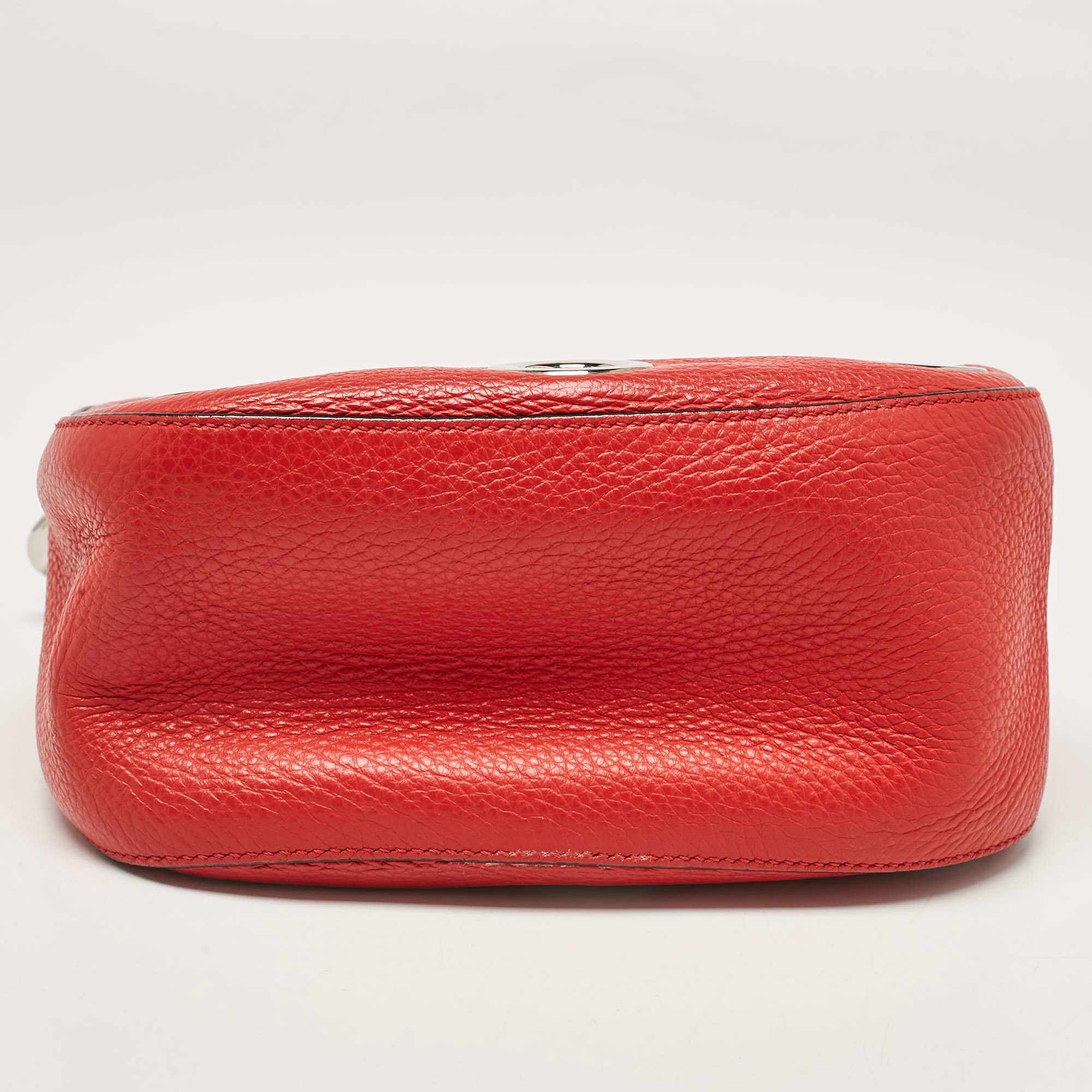 Prada Red Leather Grommet Shoulder Bag