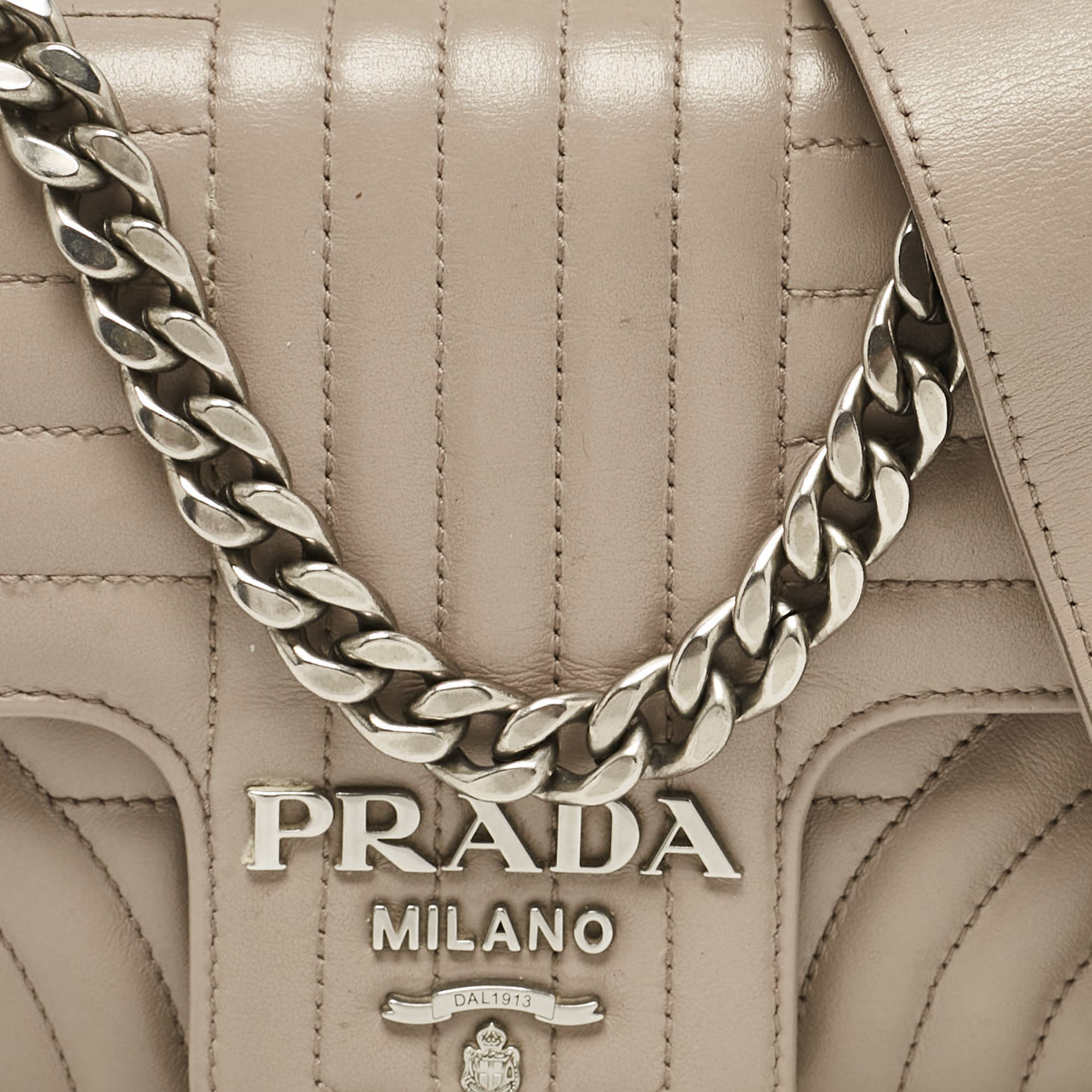 Prada Grey Diagramme Leather Flap Crossbody Bag