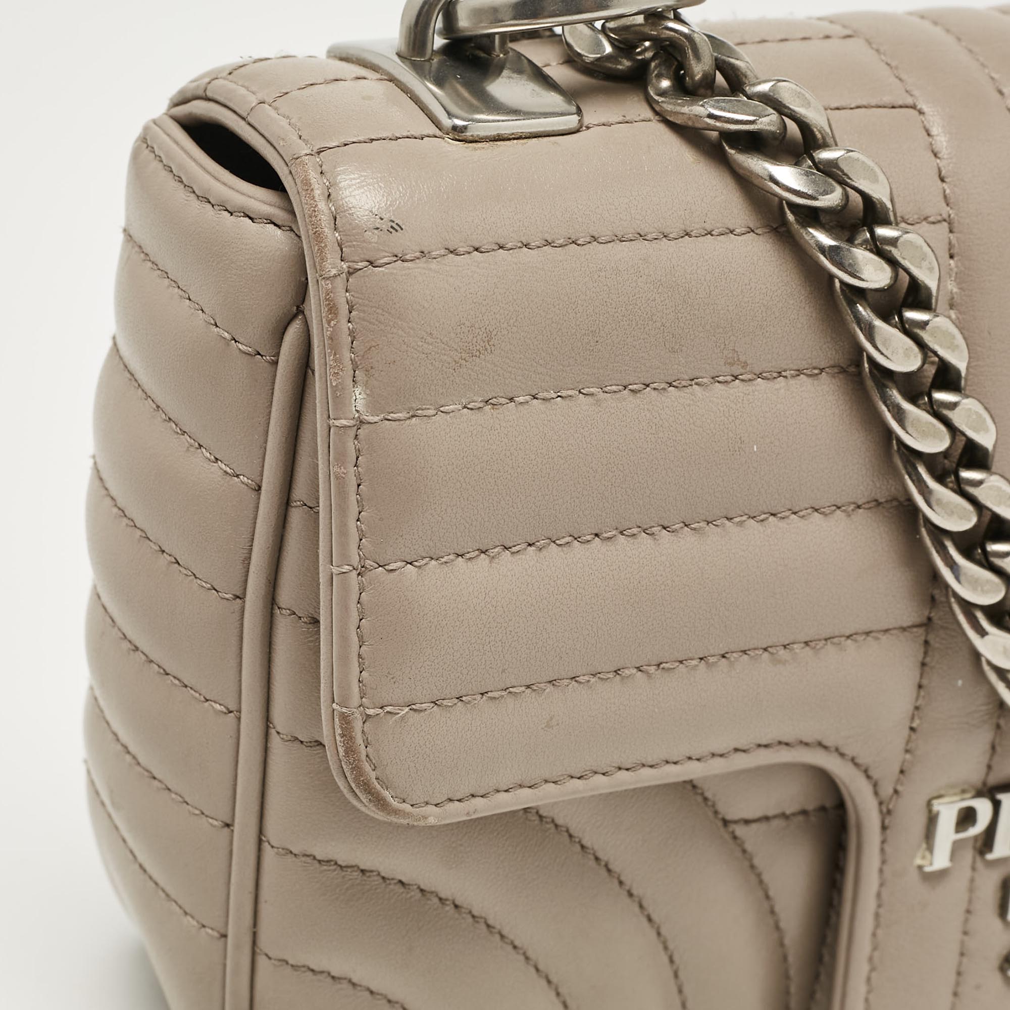 Prada Grey Diagramme Leather Flap Crossbody Bag