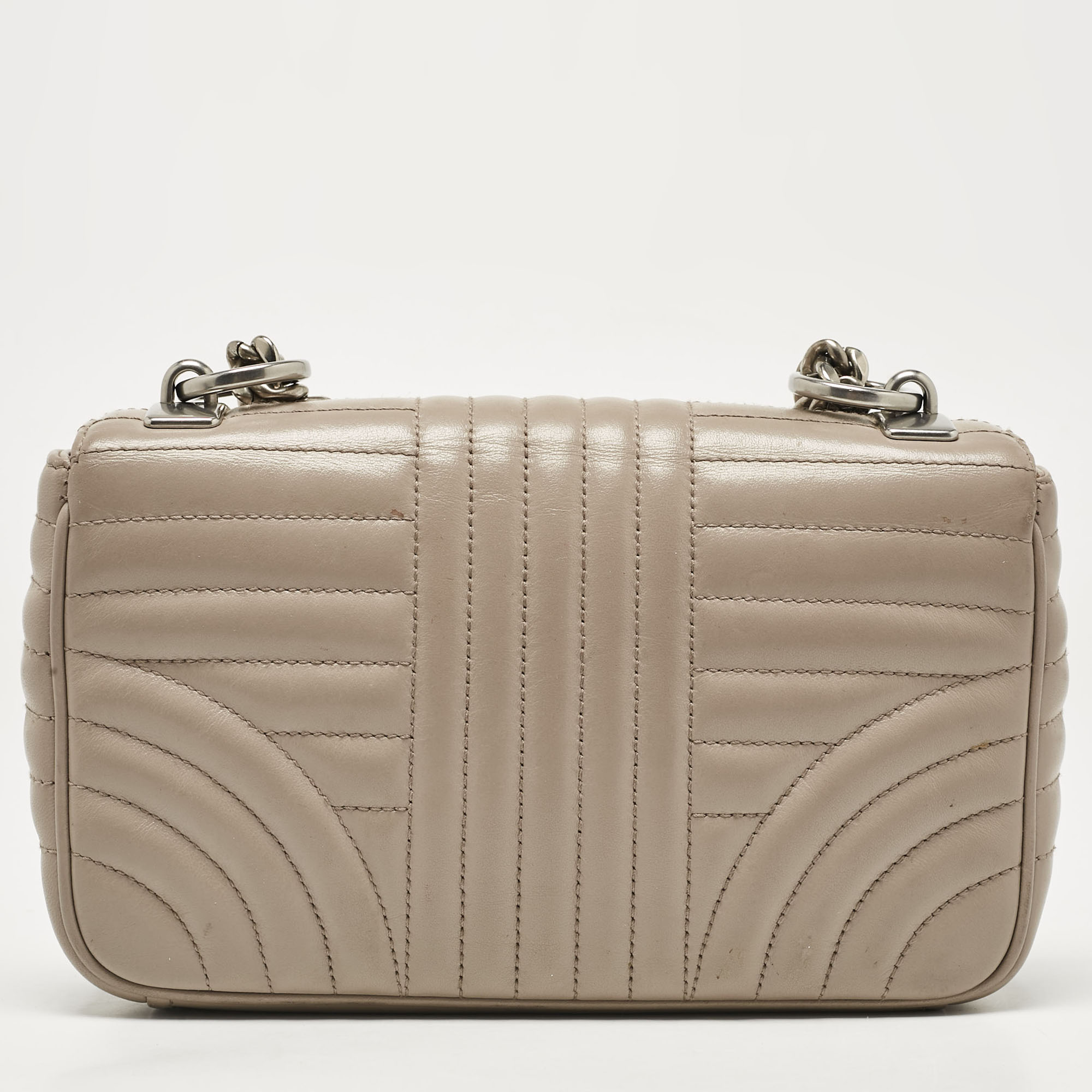 Prada Grey Diagramme Leather Flap Crossbody Bag