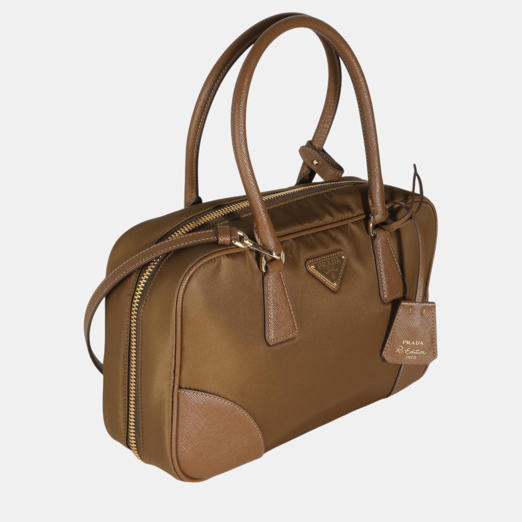 Prada Brown Re-Nylon Re-Edition 1978 Medium Top Handle Bag