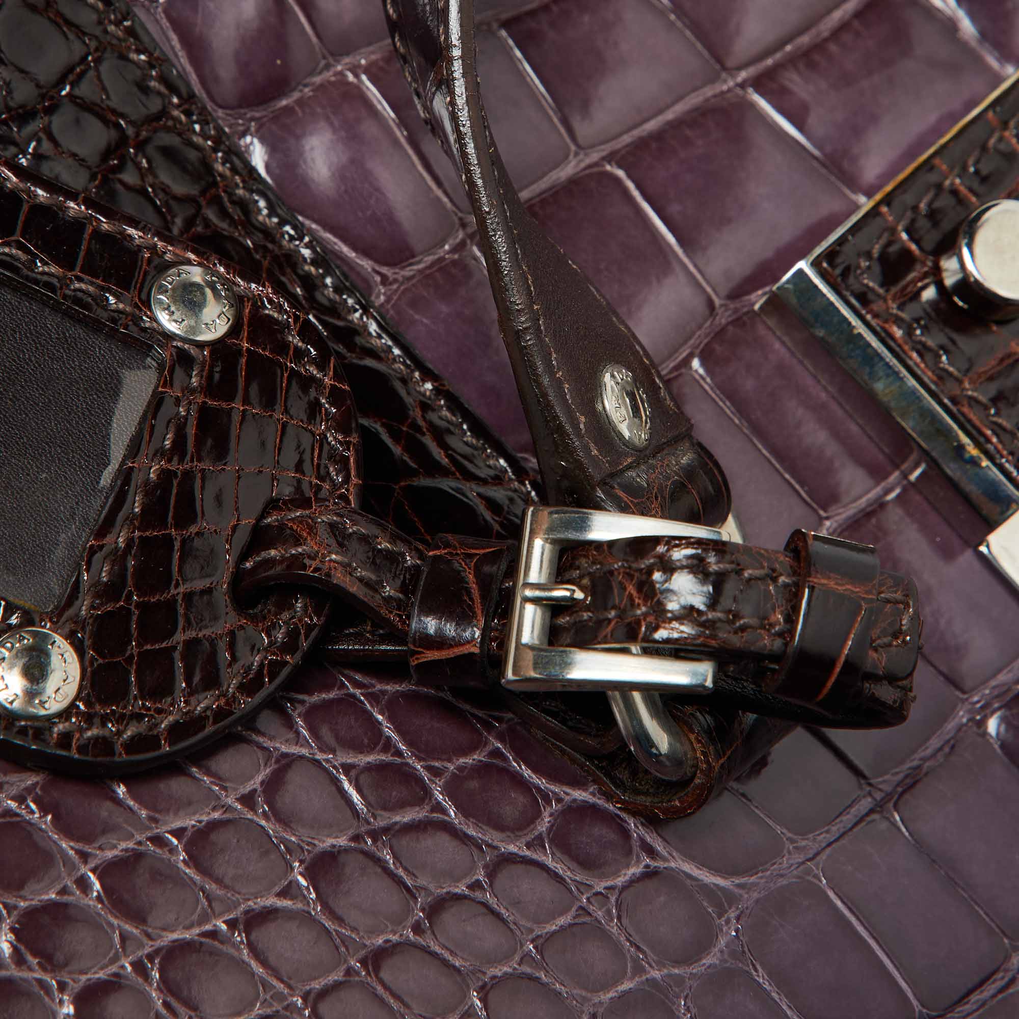 Prada Multicolor Crocodile Leather Lucido Lock Bag