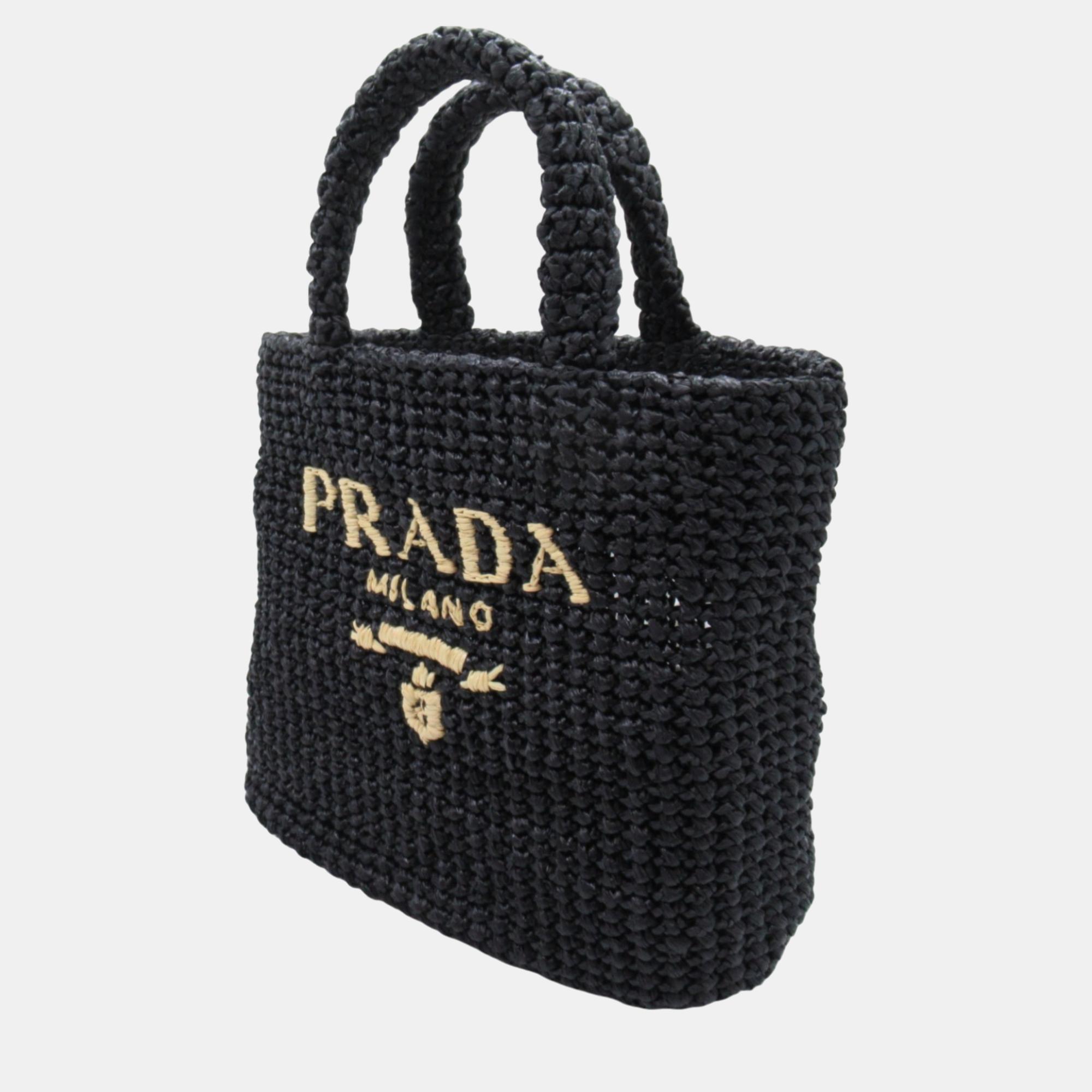 Prada Black Straws Tote Bag