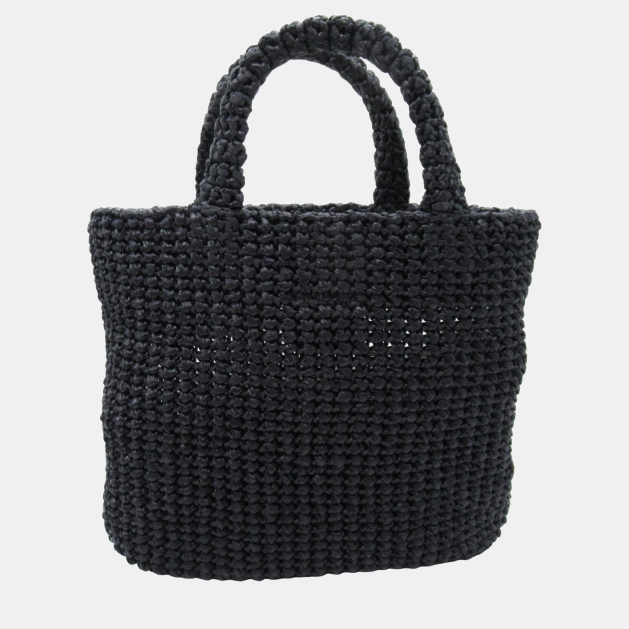 Prada Black Straws Tote Bag