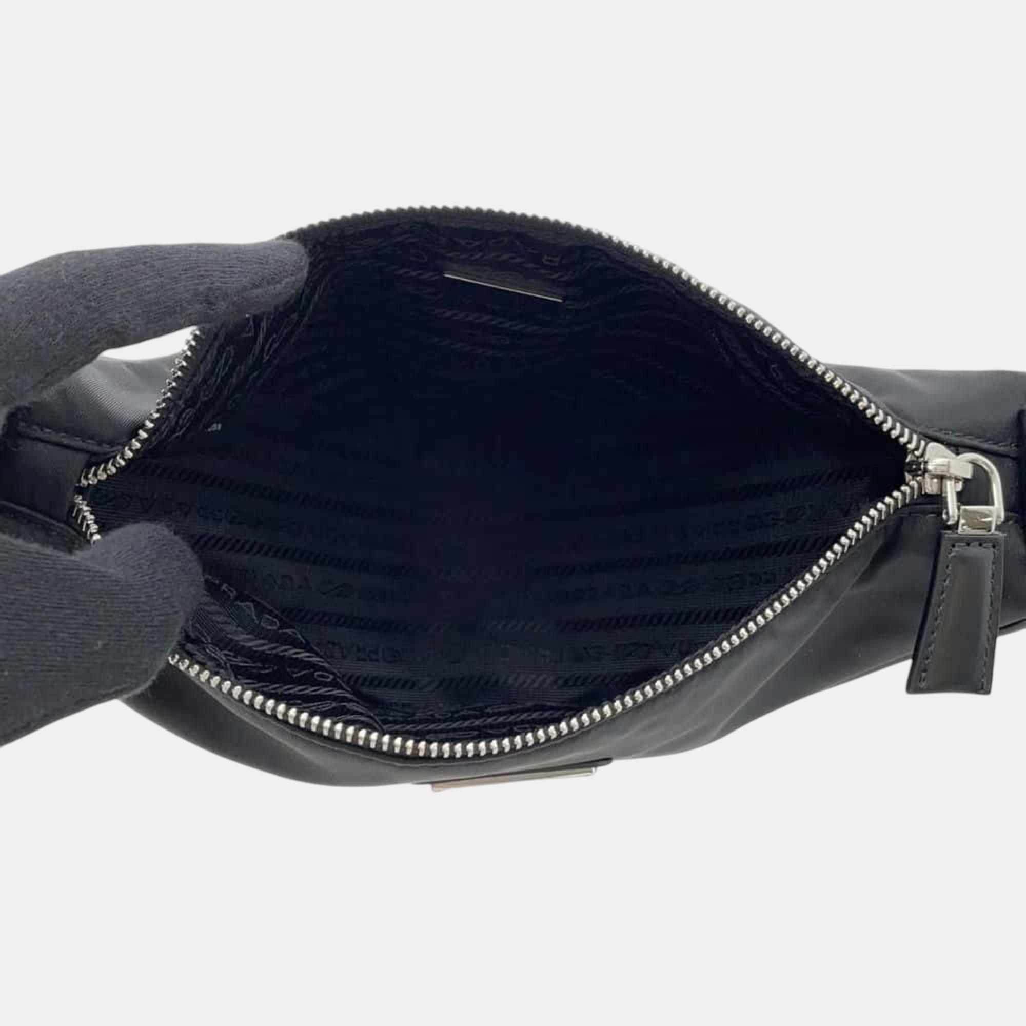 Prada Black Triangle Nylon Shoulder Bag