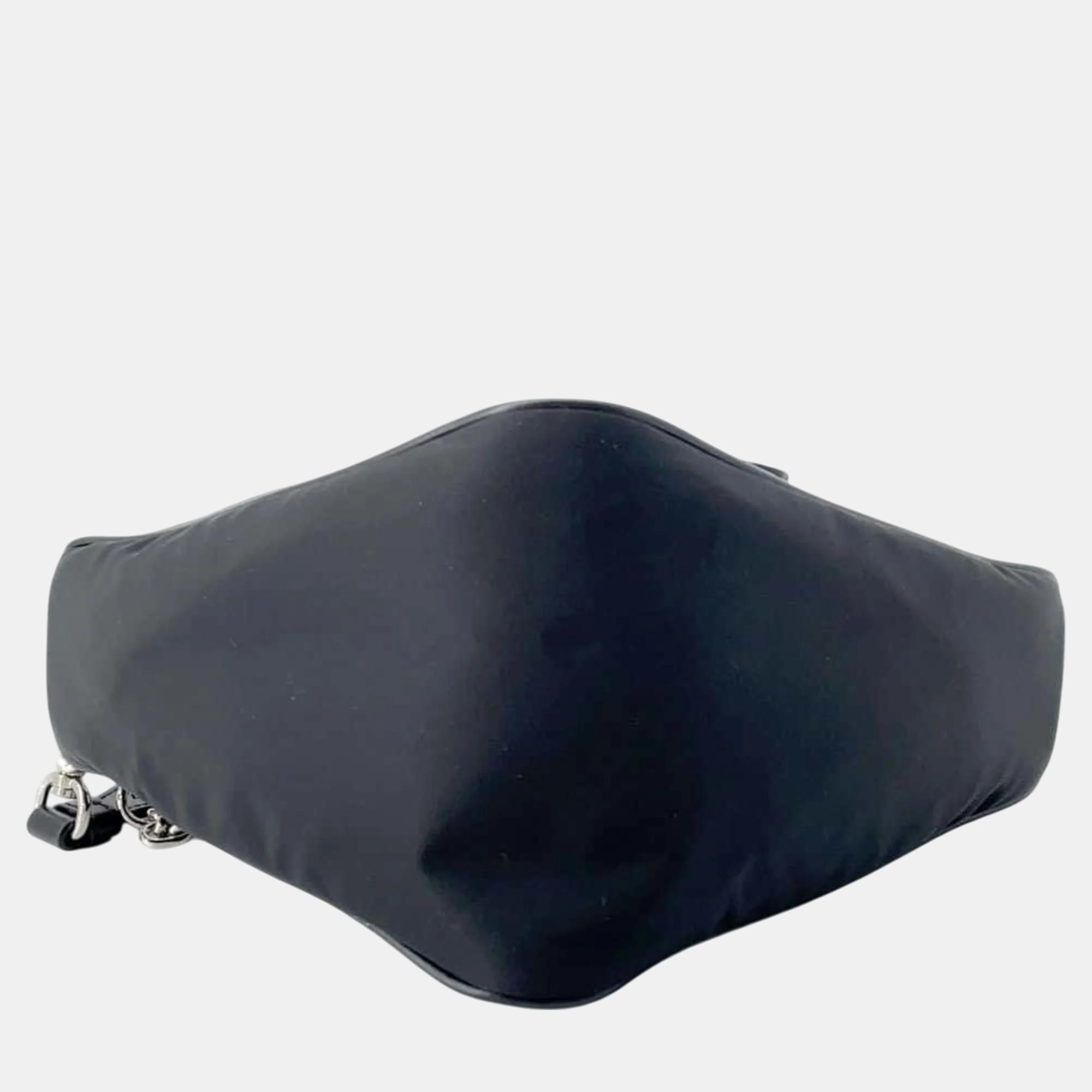 Prada Black Triangle Nylon Shoulder Bag