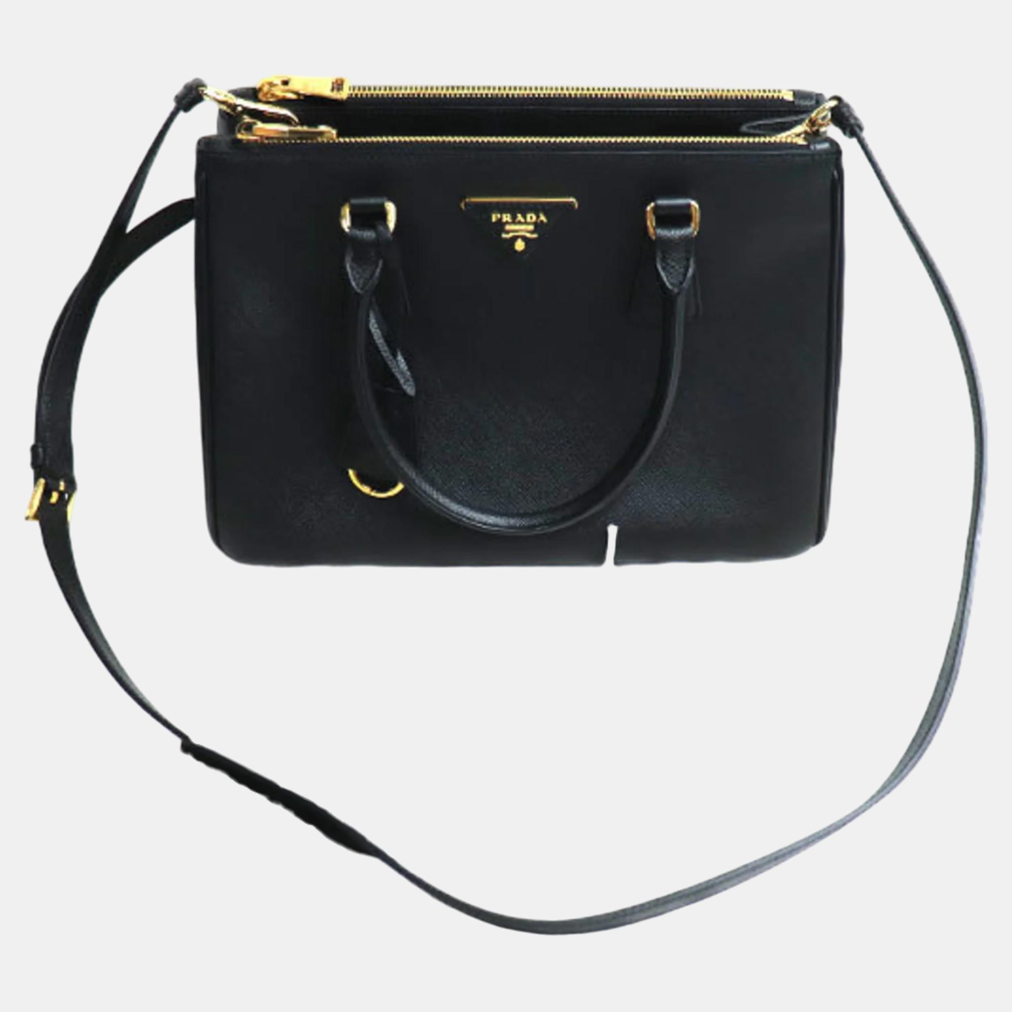 Prada Galleria Black Saffiano Leather Medium Shoulder Bag