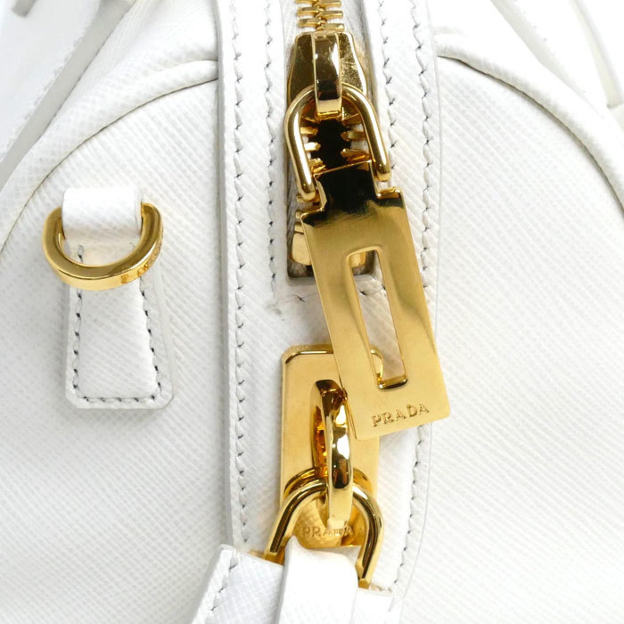 Prada Saffiano White Leather Shoulder Bag