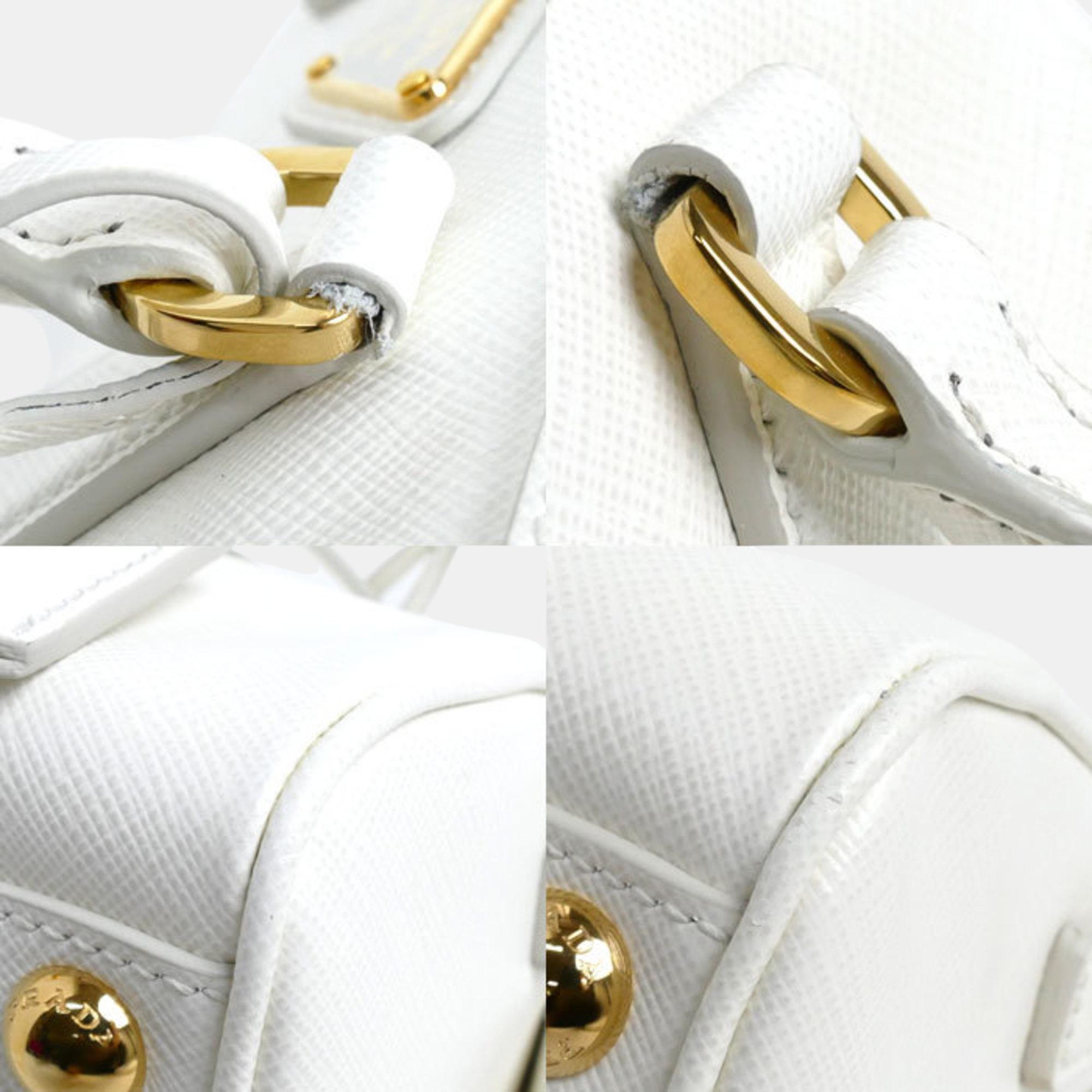 Prada Saffiano White Leather Shoulder Bag