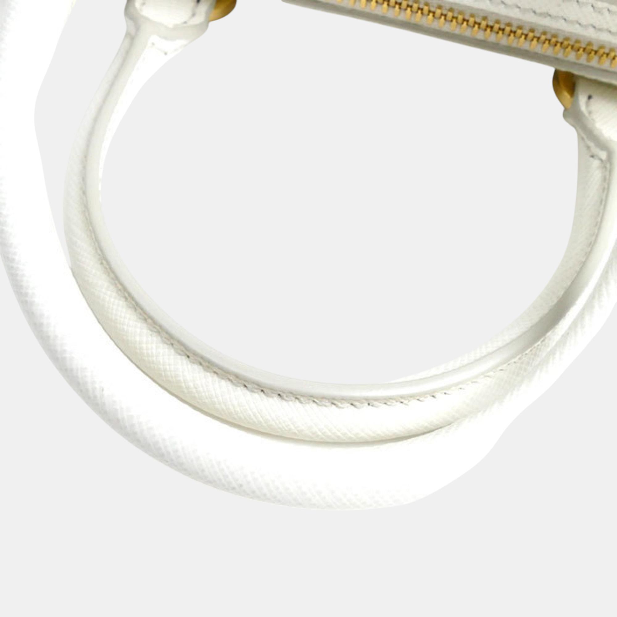 Prada Saffiano White Leather Shoulder Bag