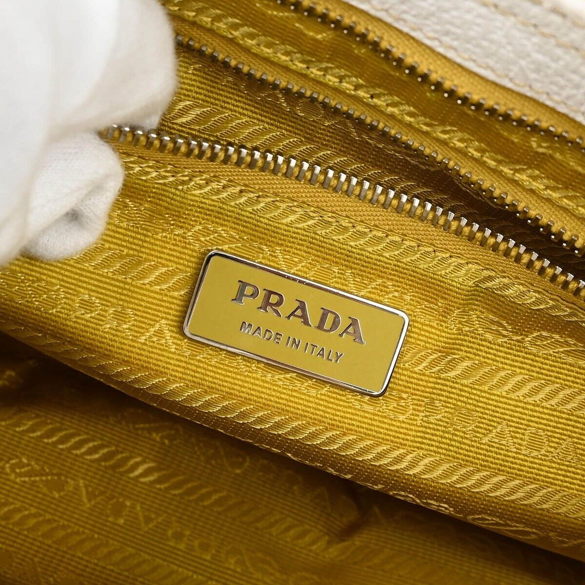 Prada Yellow Canvas Shoulder Bag