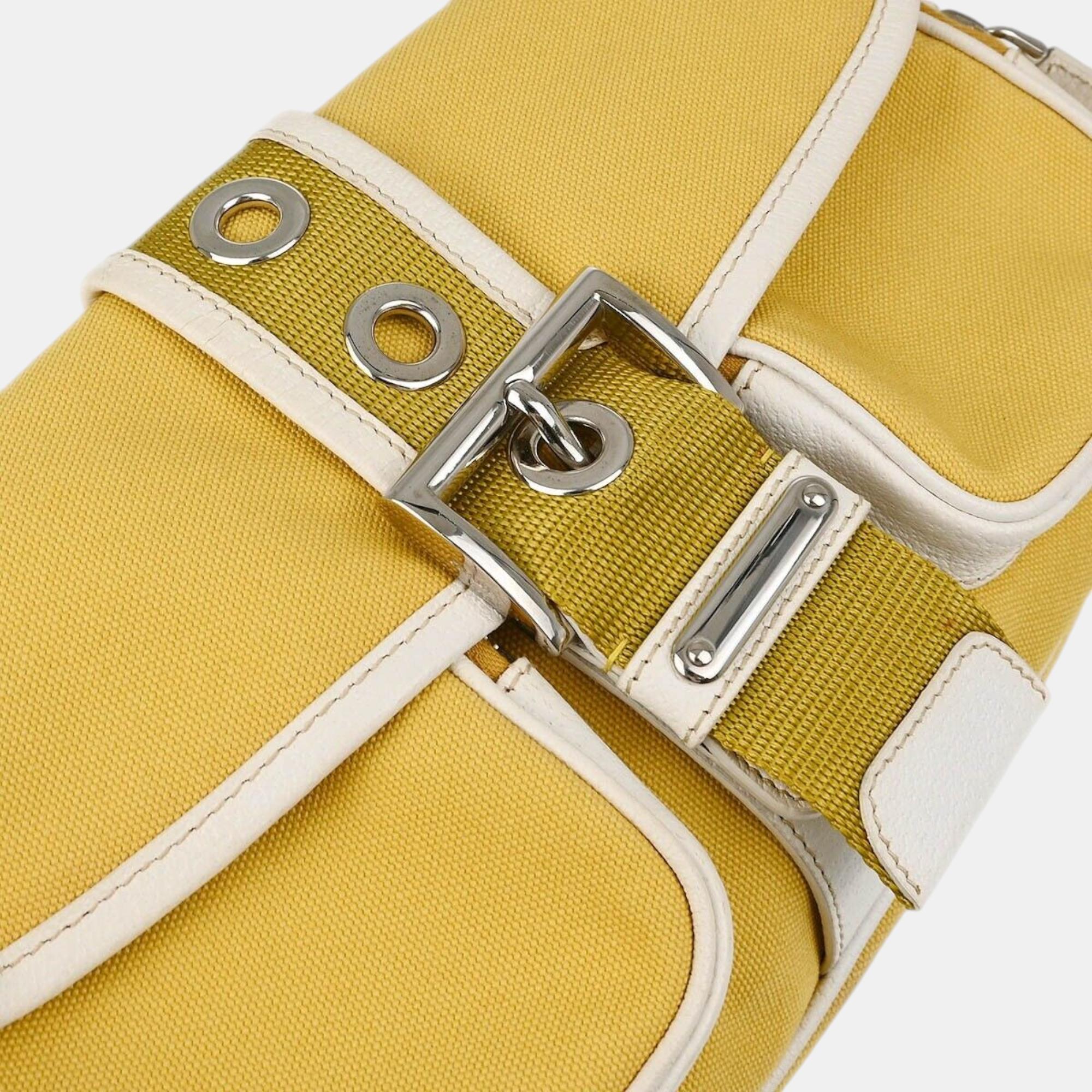 Prada Yellow Canvas Shoulder Bag