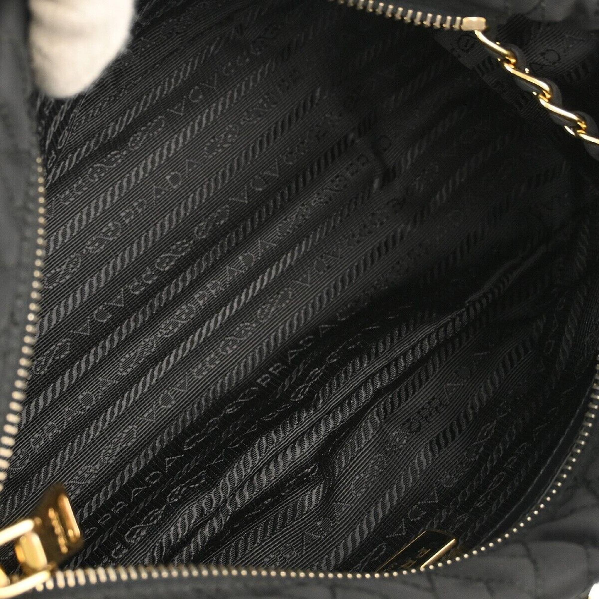 Prada Black Nylon Chain Shoulder Bag